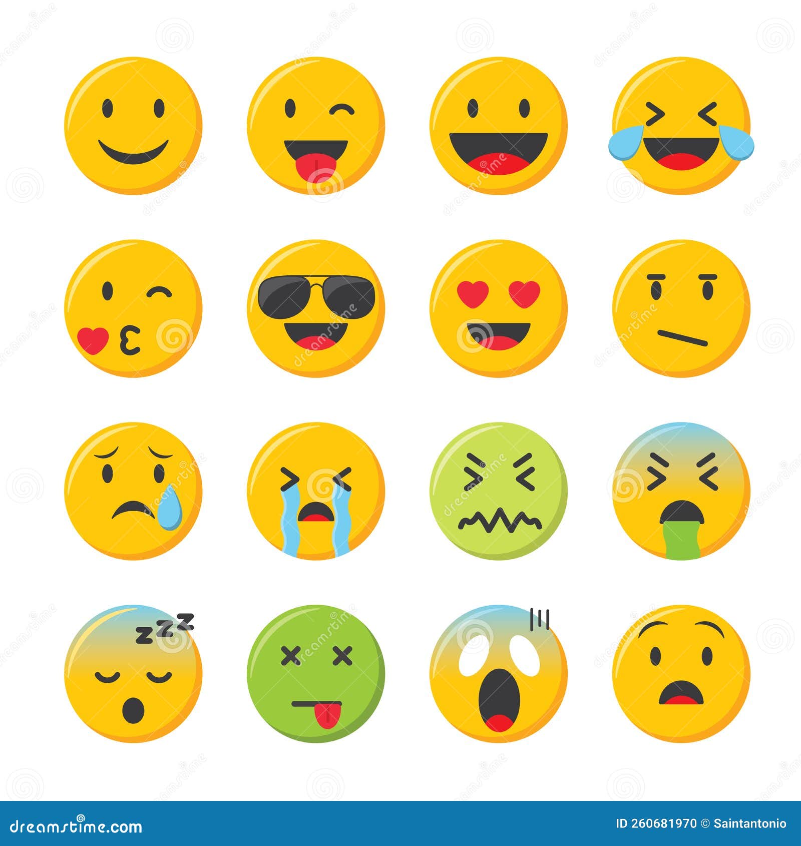 Emoji Icons Set. Emoticons Collection Vector Illustration Stock Vector ...