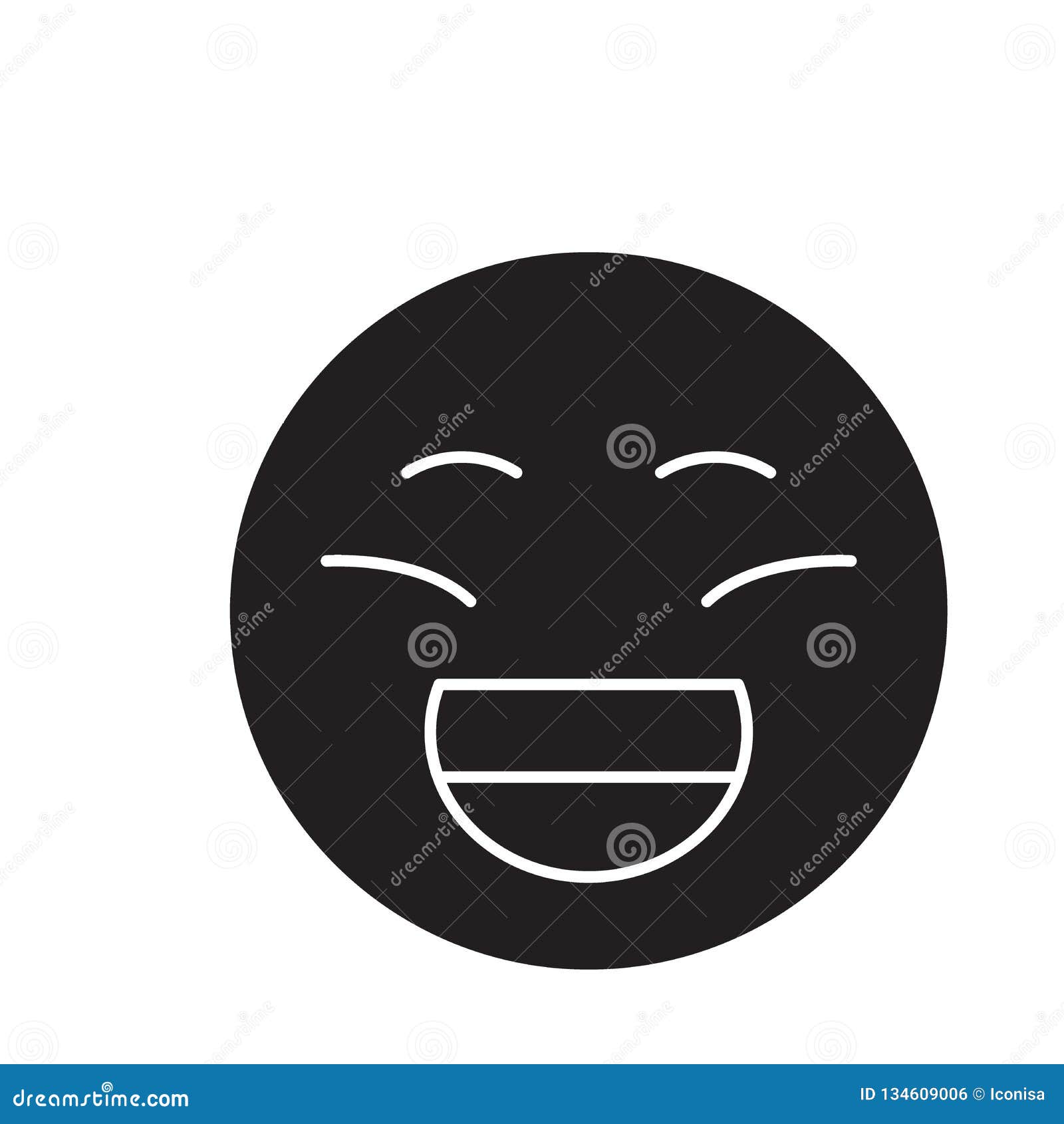 Laughing Emoji Black Vector Concept Icon. Laughing Emoji Flat