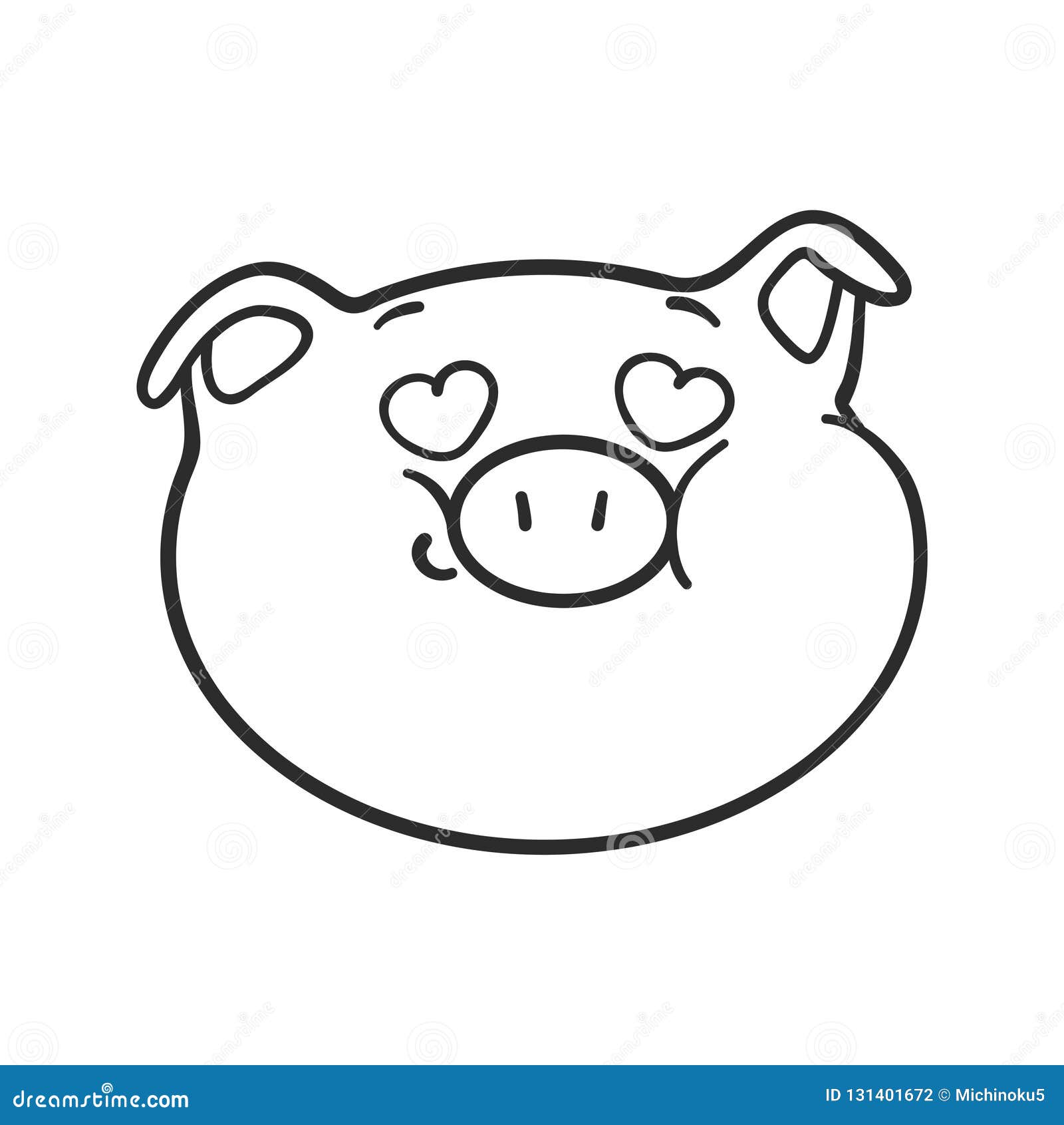 Emoji Pig For Coloring Book. Emoticon Icon. Vector Illustration ...
