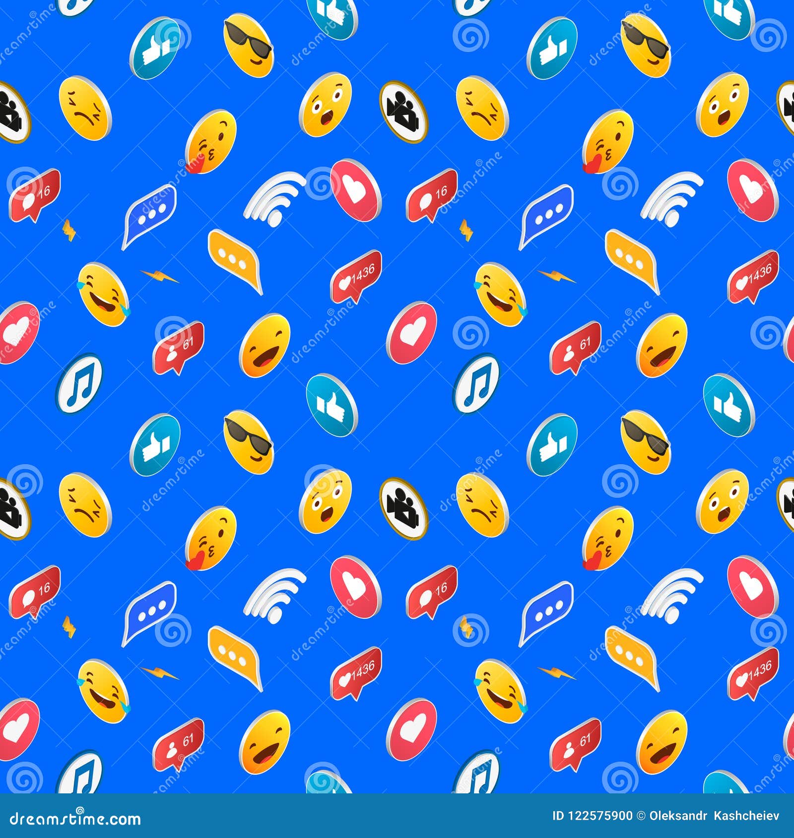 Emoji Seamless Pattern On A White Background. Illustration Stock ...