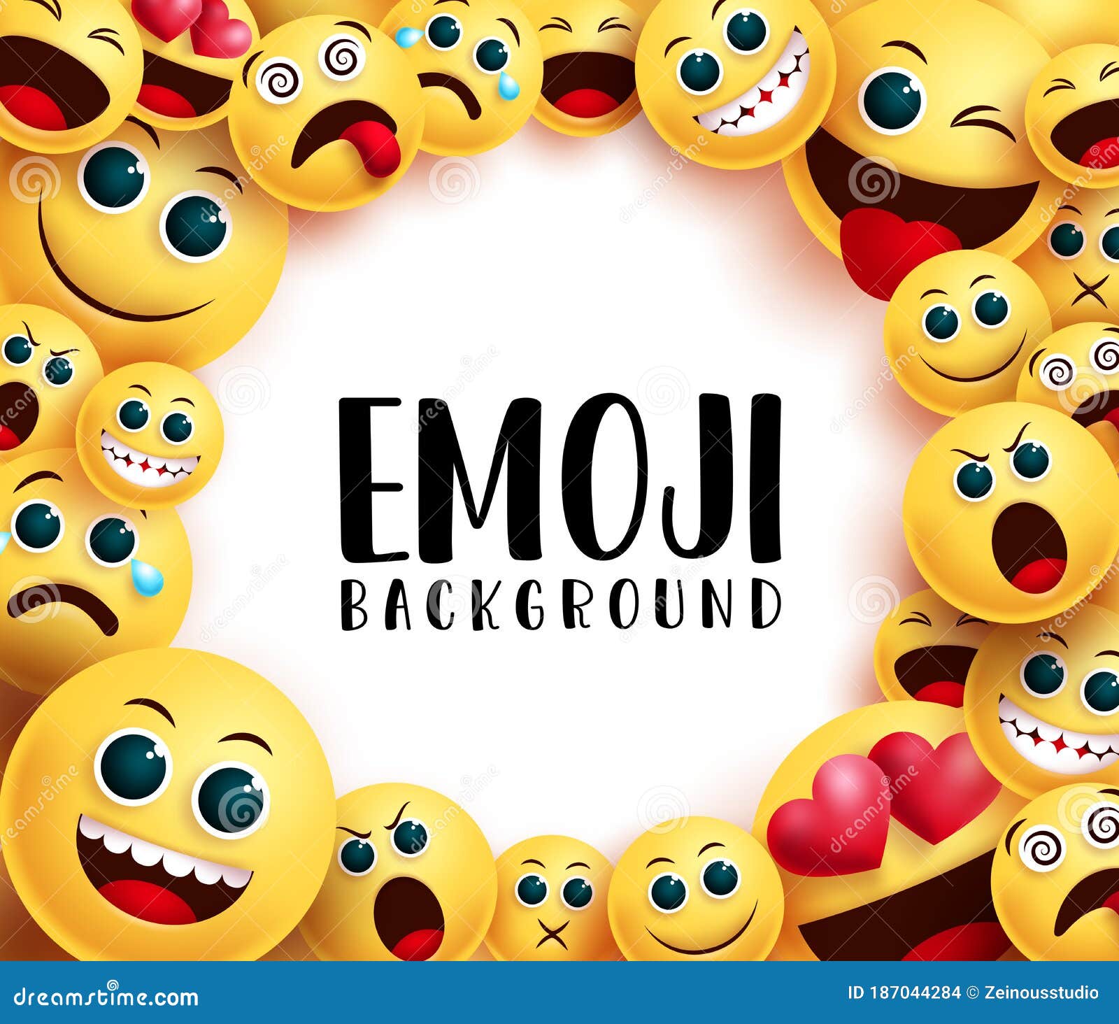 Emoji Smiley Background Vector Background Template. Emoji Background Text  in White Circle Empty Space for Messages. Stock Vector - Illustration of  cartoon, face: 187044284