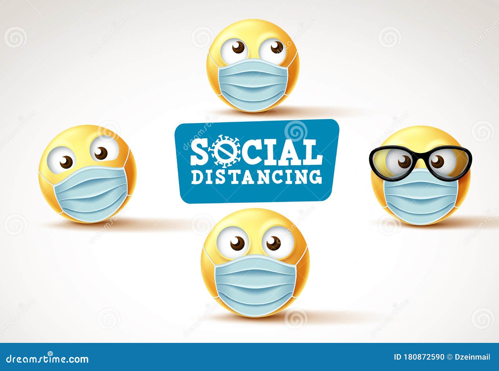 Round Emoji Set of 3 Social Distancing Floor Signs