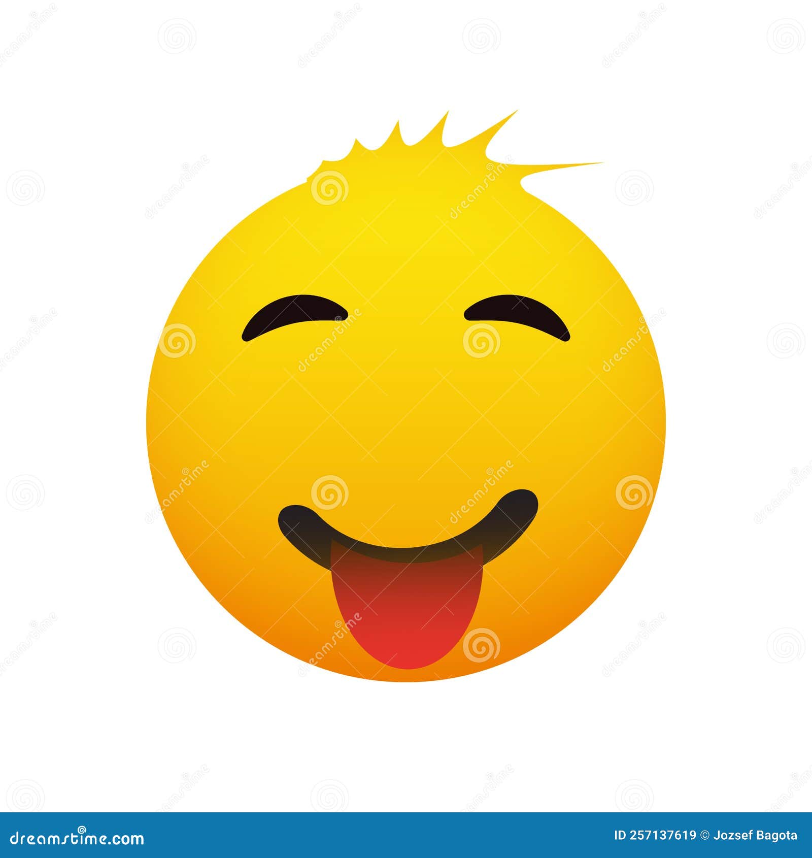 Emoji Sorridente Com Cabelo Liso E Preso Língua Simples E Feliz