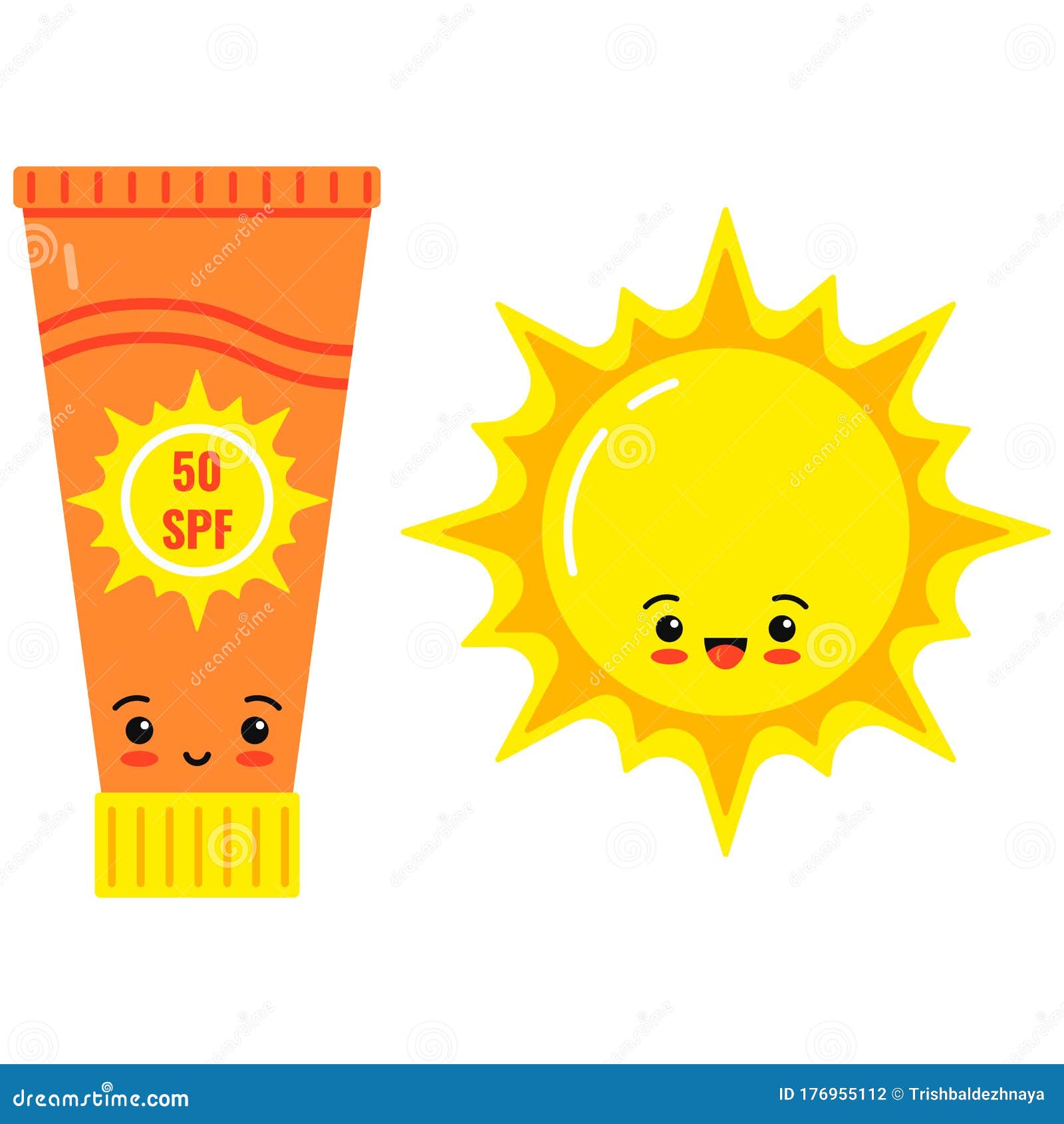 Sunscreen Cartoon / Vector Art Cute Cartoon Woman Wear Sunscreen Eps