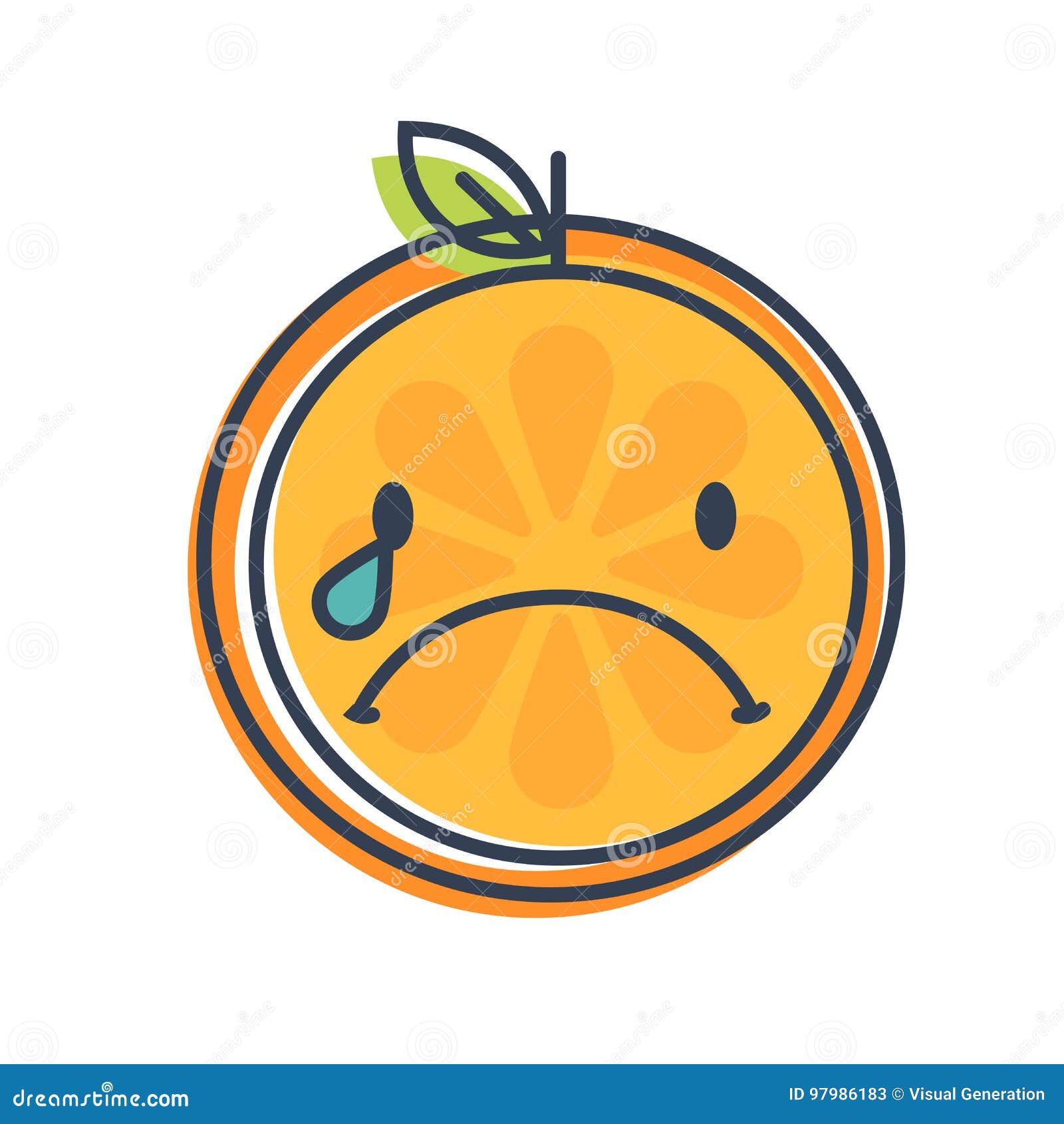 Emoji Tears Crying Orange. Isolated Vector. Stock Vector