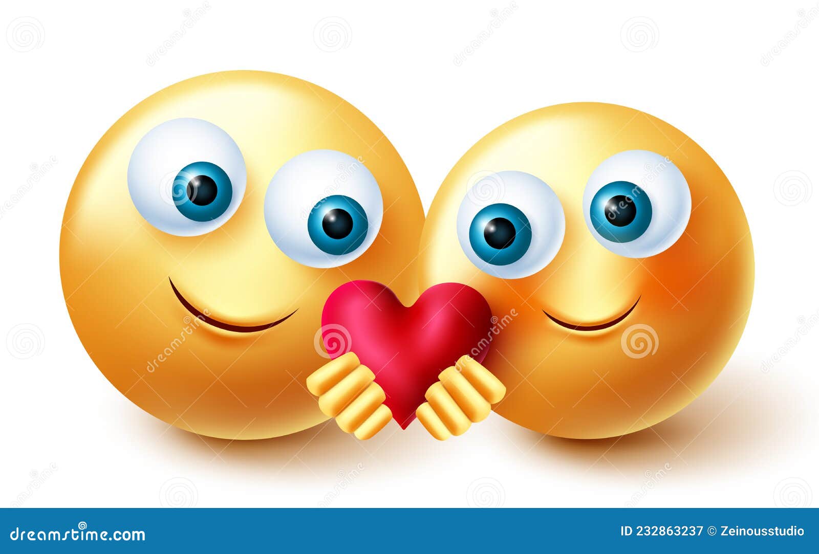 Emoji Valentines Couple Vector Design. Smileys 3d Inlove Emojis ...