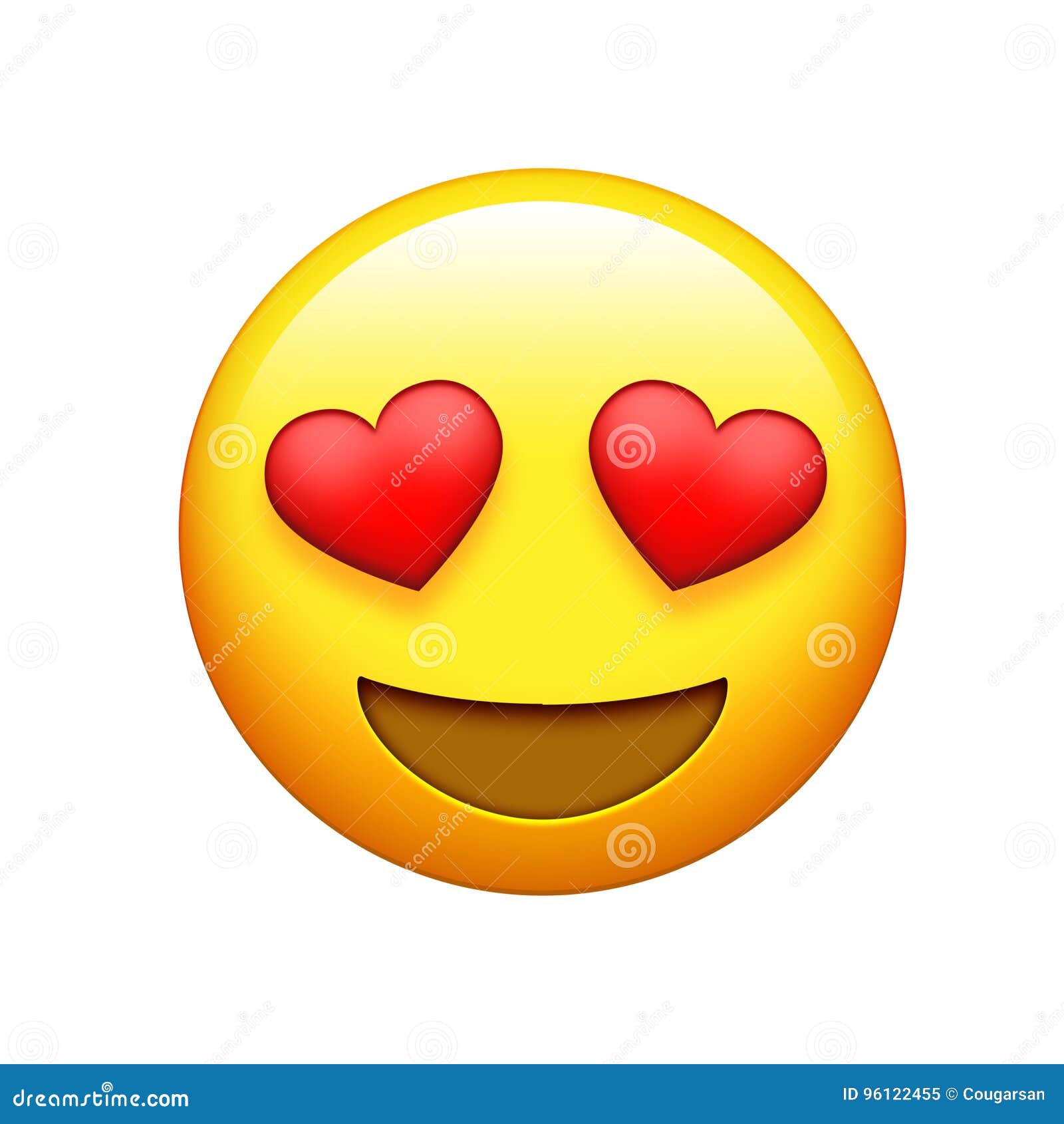 Cute social media Emoji smiling face with heart-eyes on pink background -  stock illustration