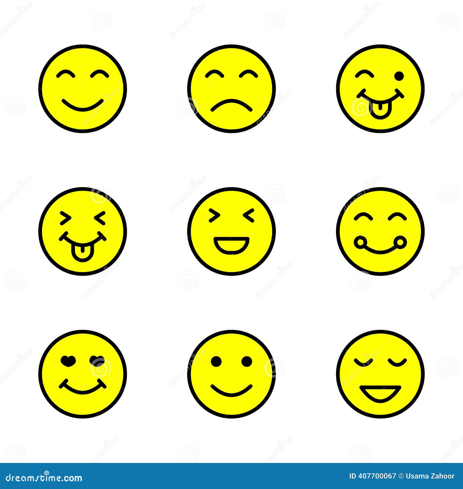 Yellow Smiley Face Emoji Set Stock Vector - Illustration of media