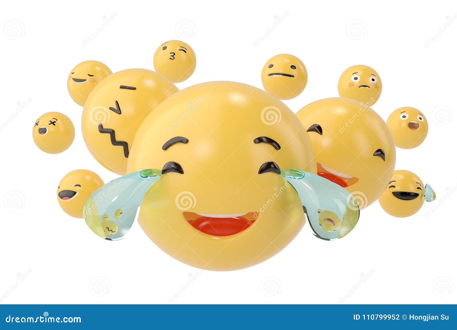 Emojis-Ikonen mit Gesichtsausdruck-Social Media-Konzept isolat. Emojis-Ikonen mit Gesichtsausdruck-Social Media-Konzept lokalisierten Weiß Abbildung 3D