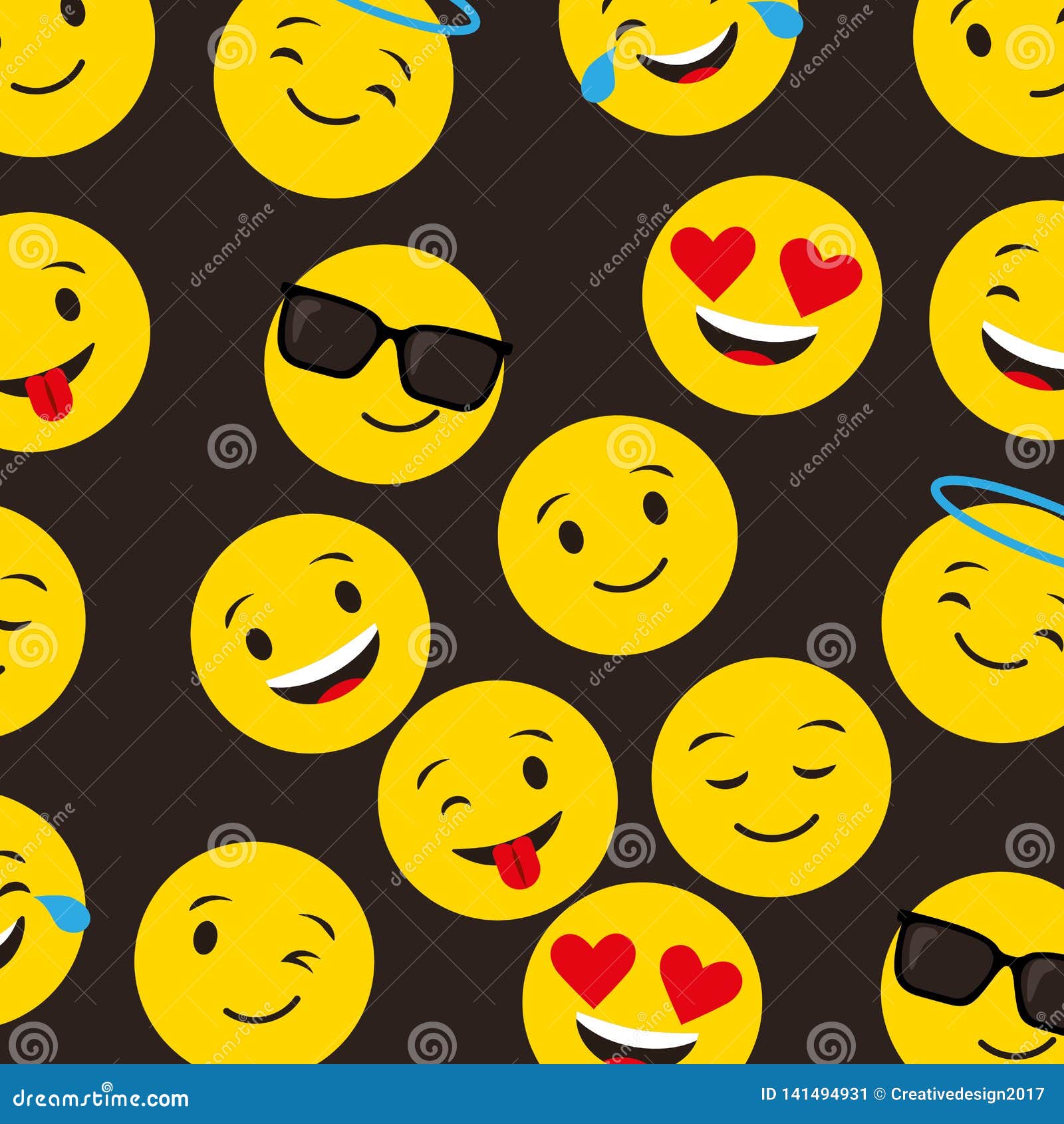 Emojis Yellow Round Face Background Cartoon Vector
