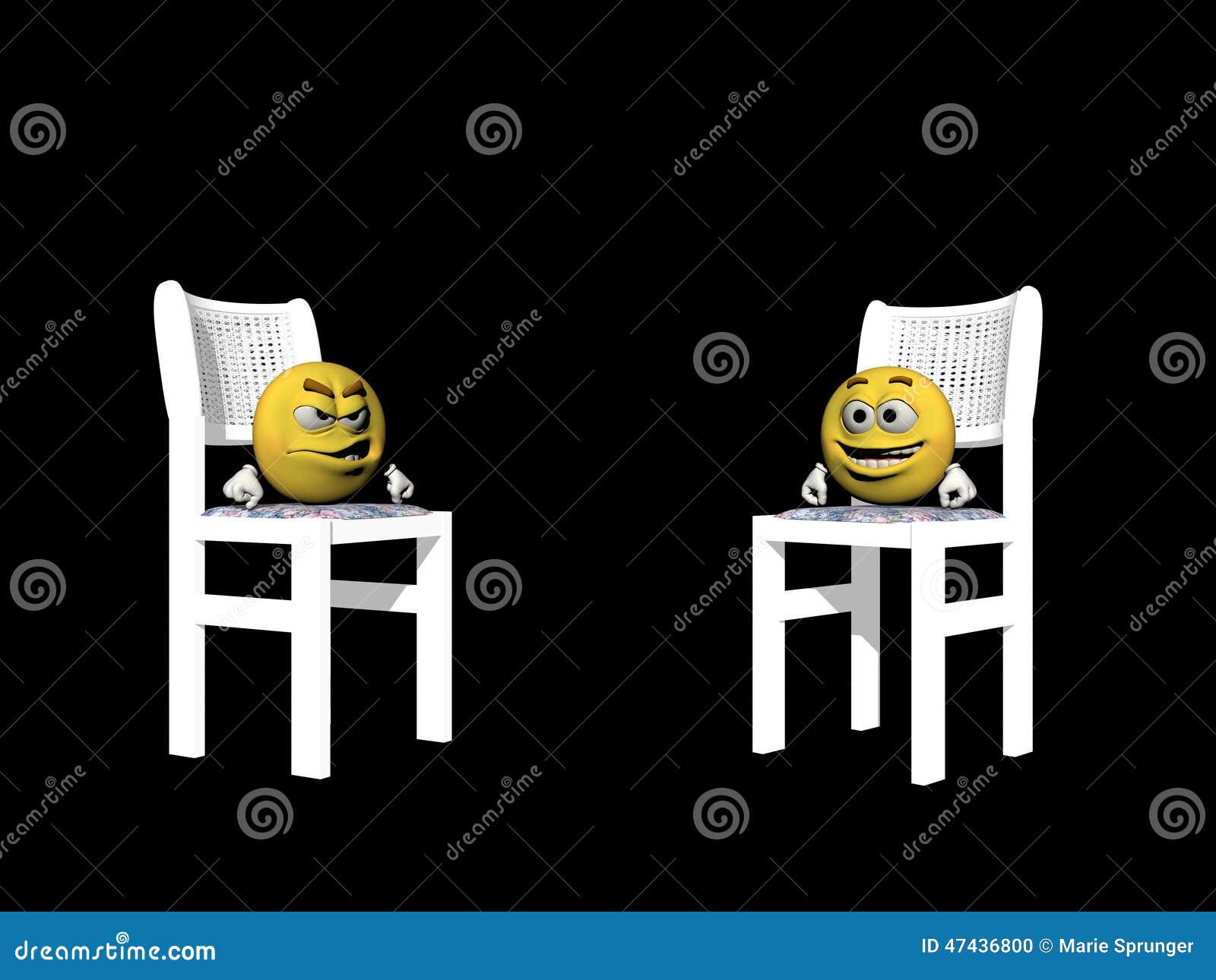 Emoticon Angry and Satisfied 3d Render Stock Illustration