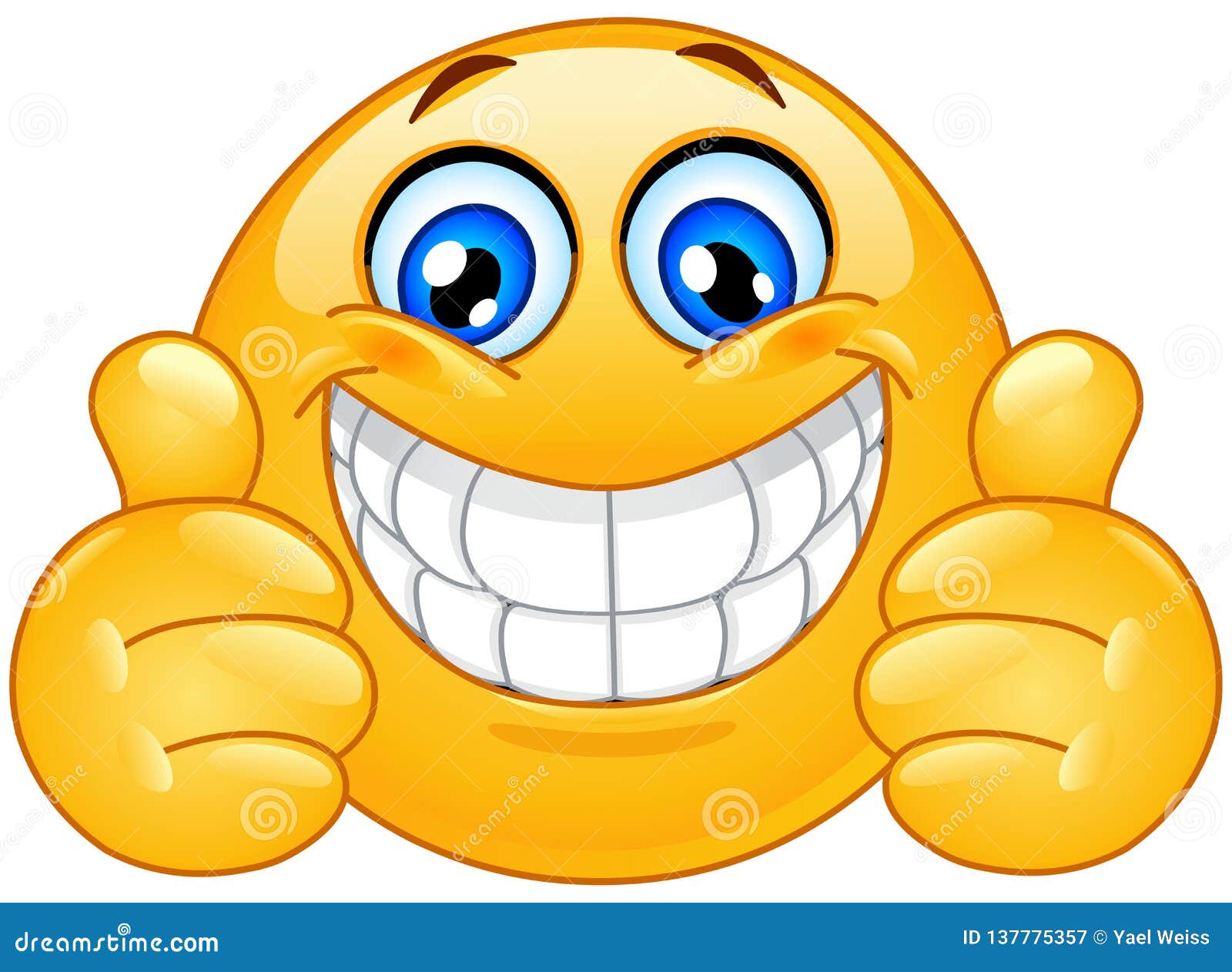 Big Smile Emoticon with Thumbs Up Stock Vector - Illustration of emotion,  emoji: 137775357