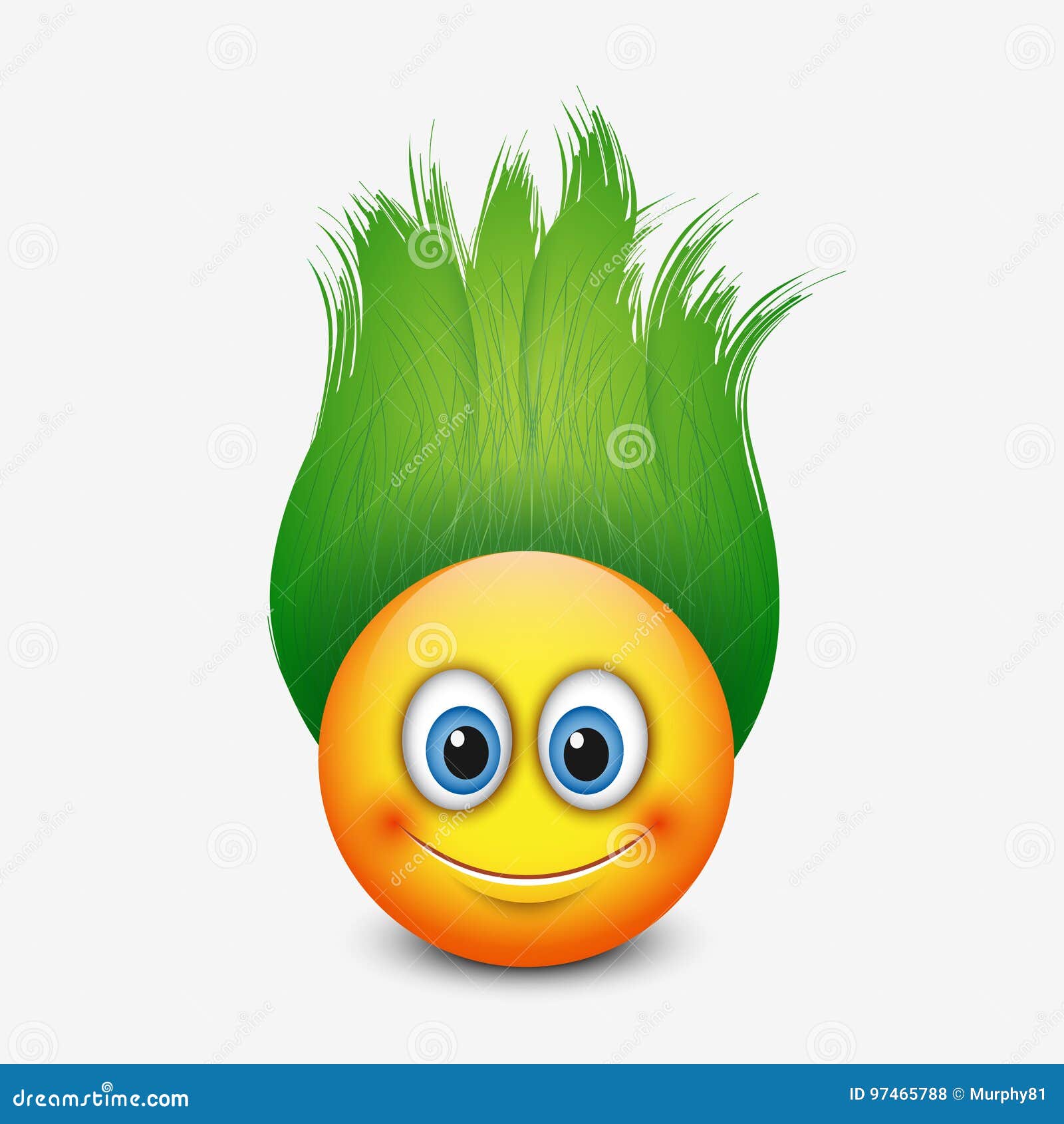 Emoticon Bonito Com Cabelo Verde - Emoji - Vector a Ilustração