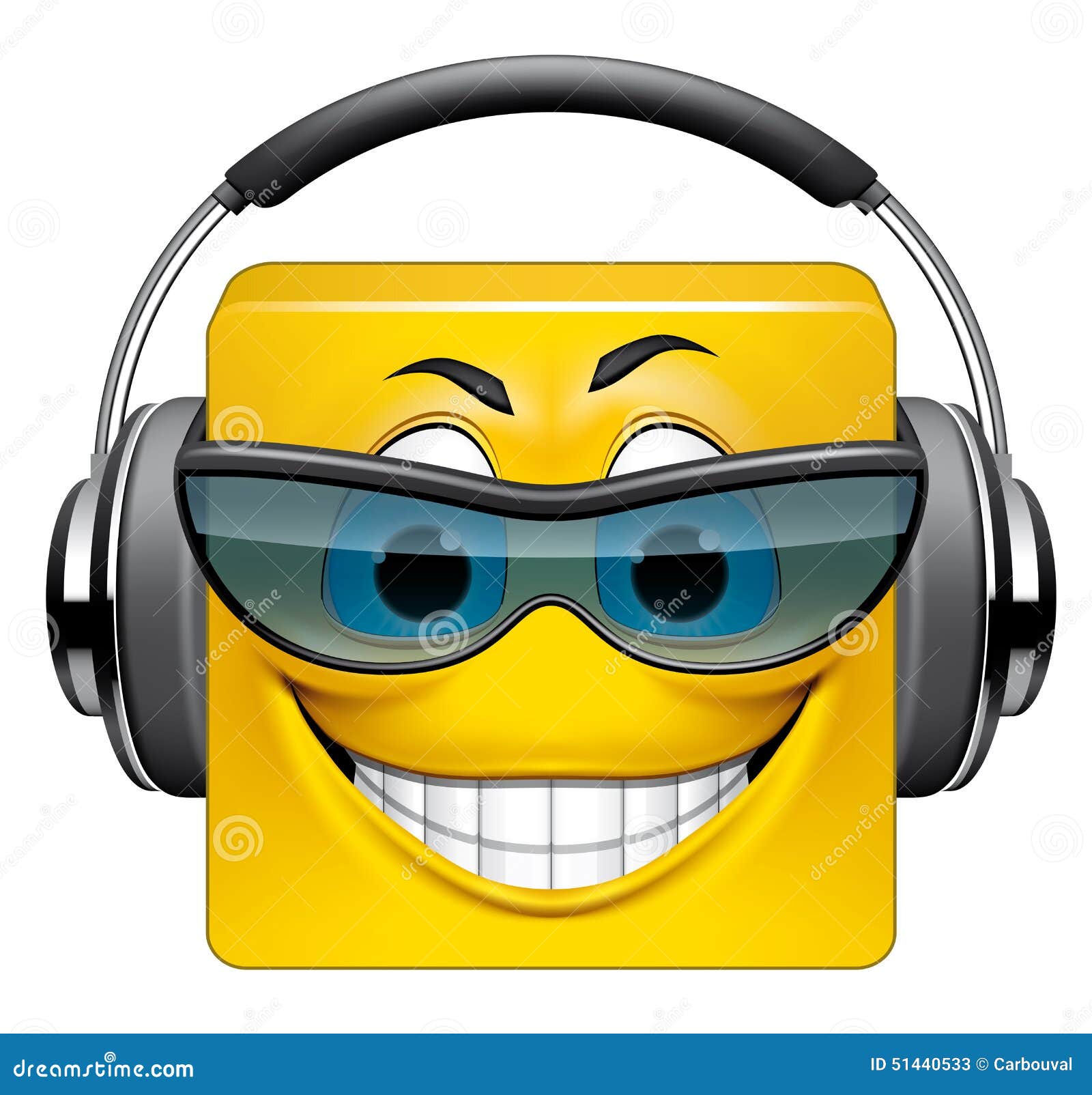 Emoticon cuadrado DJ stock de ilustración. Ilustración de sonrisa