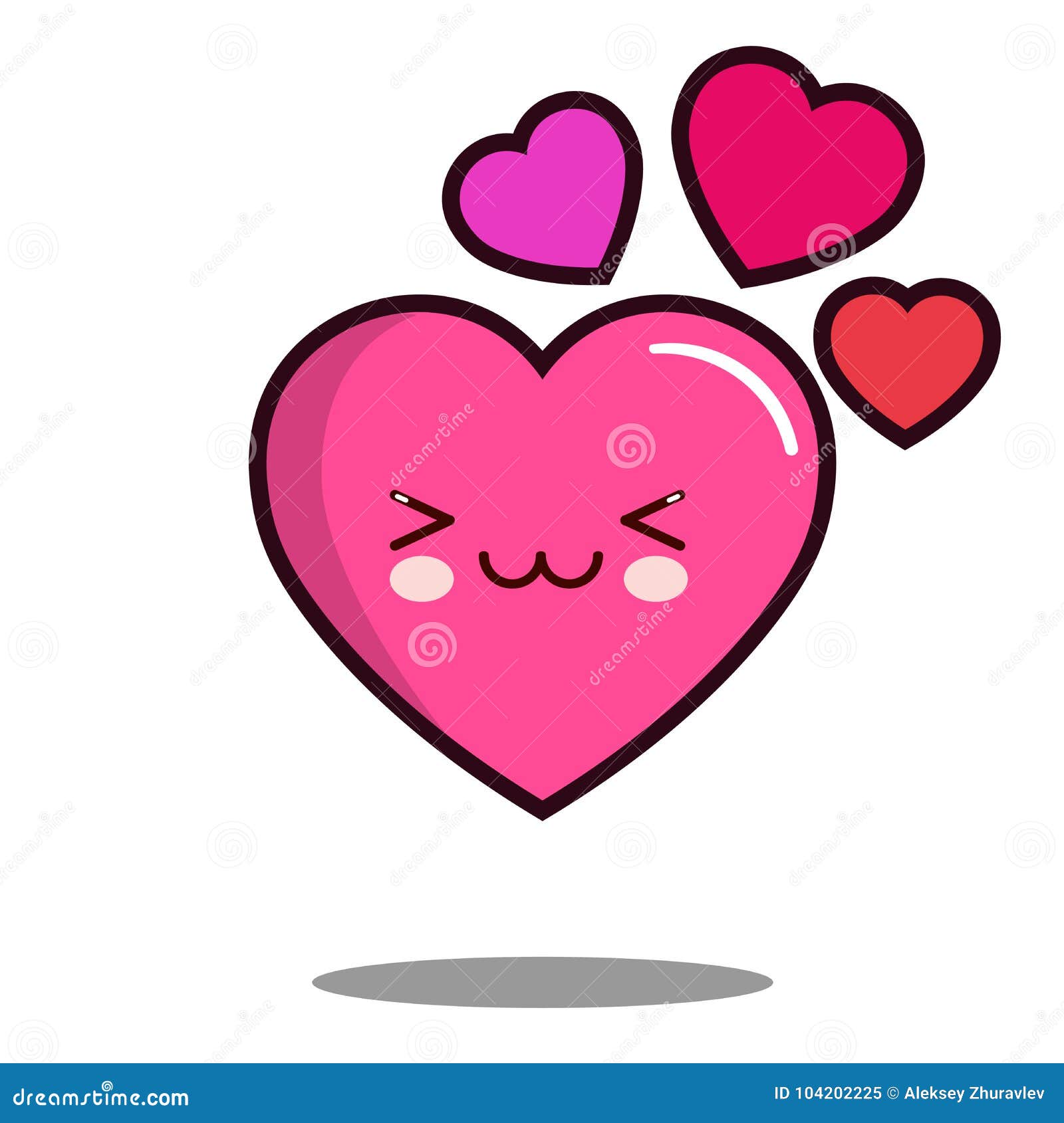 Emoticon Cute Love Heart Cartoon Character Icon Kawaii Flat Design Stock Illustration Illustration Of Kawaii Character