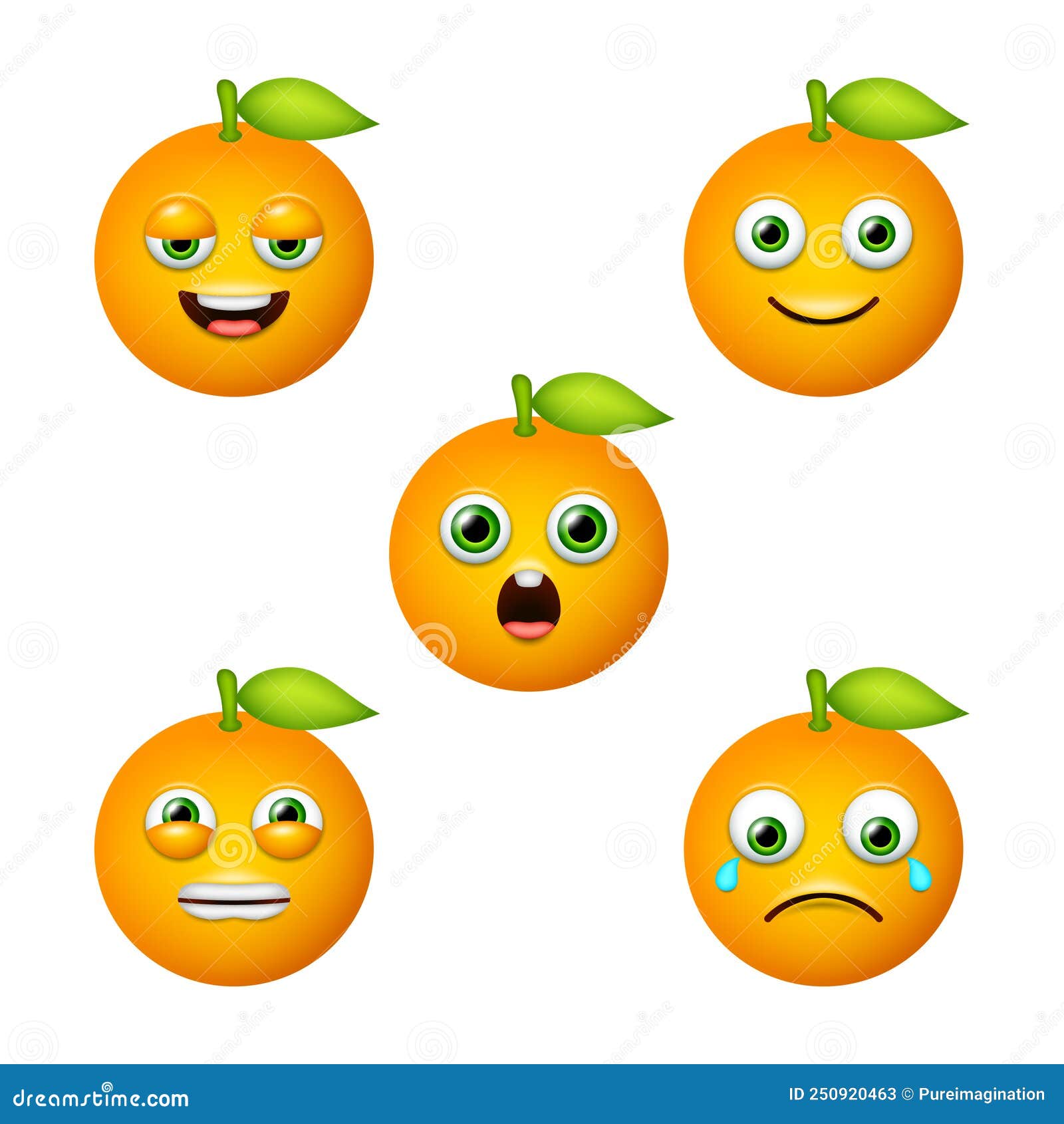 Emoticon of Cute Orange. Isolated Vector Set Stock Vector