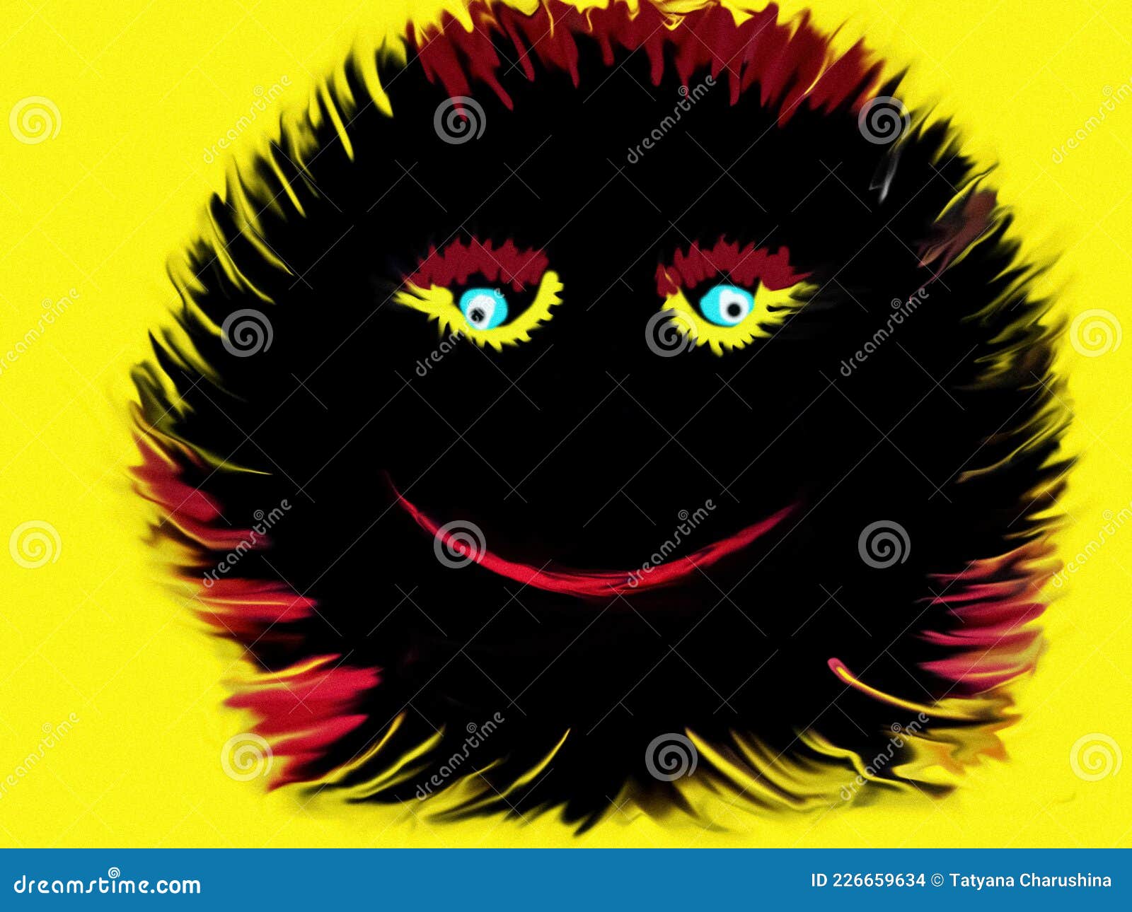 the emoticon is dark-skinned on a yellow  background