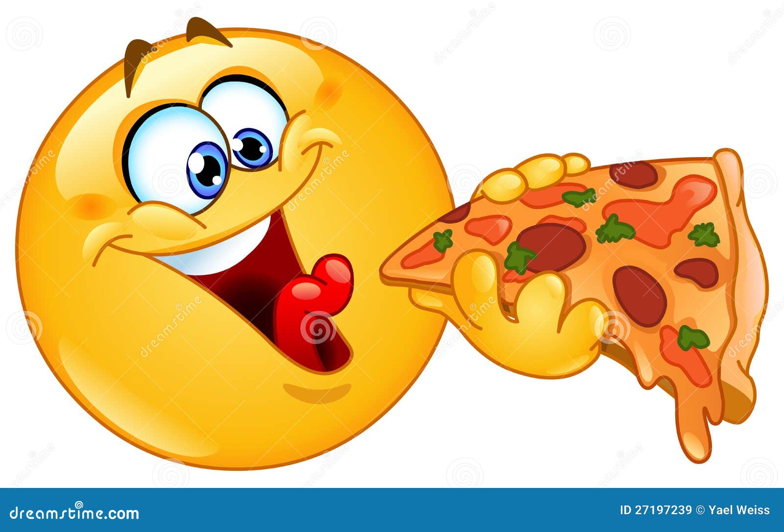 Emoticon, der Pizza isst vektor abbildung. Illustration von taste