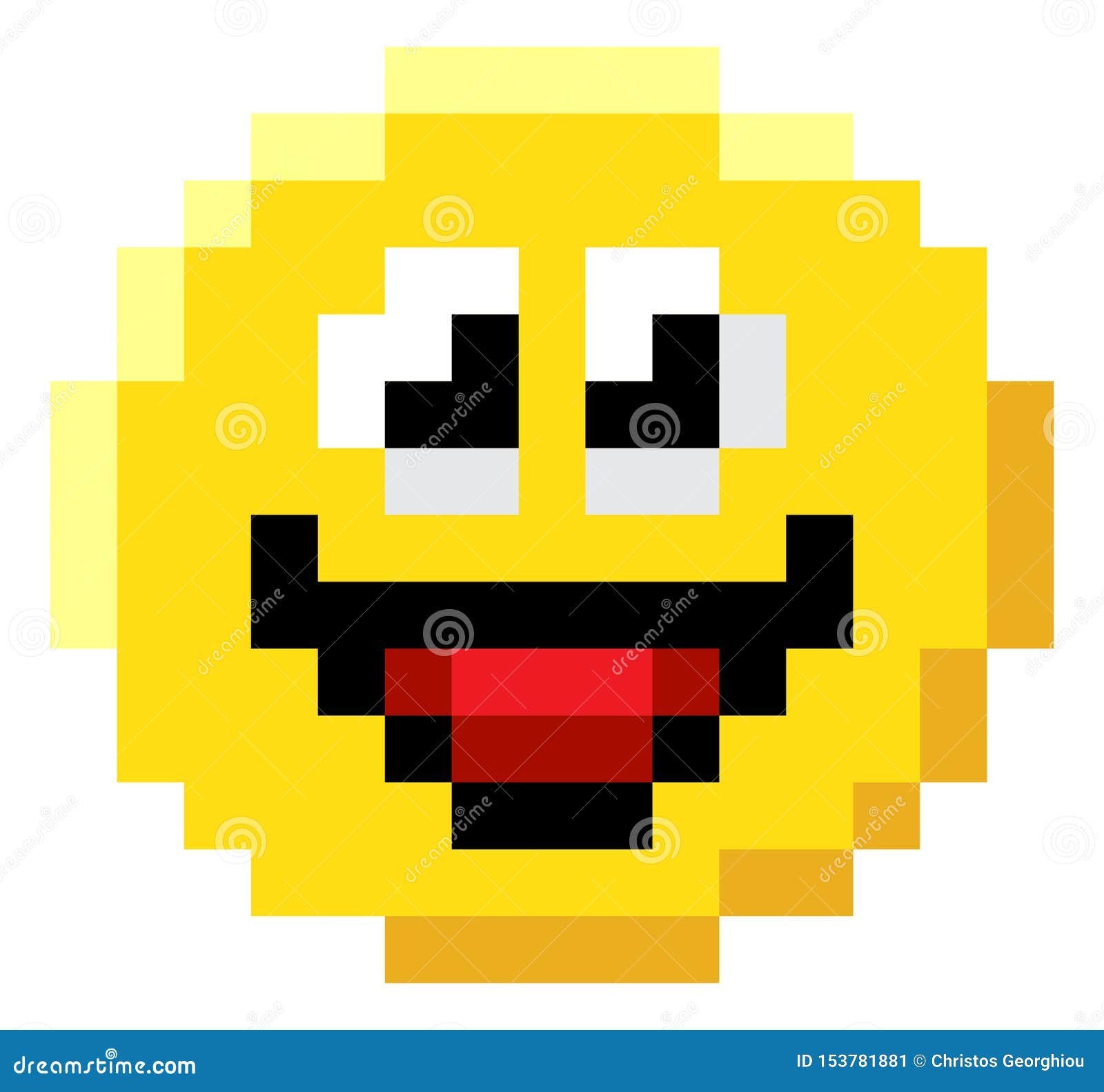 Emoticon Face Pixel Art 8 Bit Video Game Icon Stock Vector