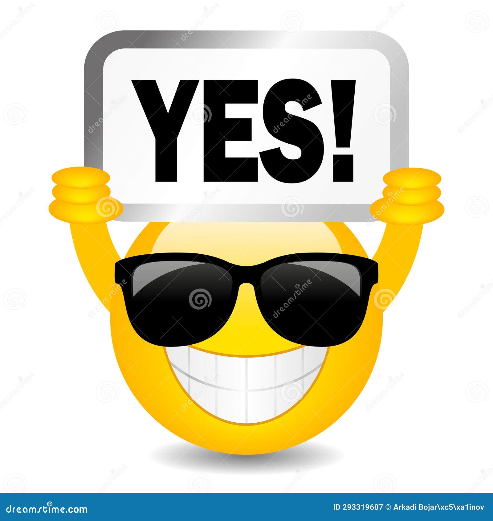 Emoticon holding Yes sign stock vector. Illustration of glad