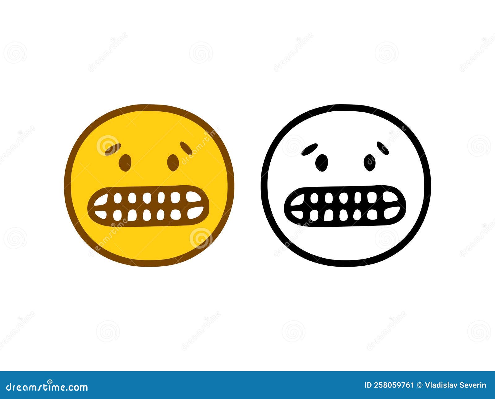 Emoticon Showing Teeth in Doodle Style Stock Illustration