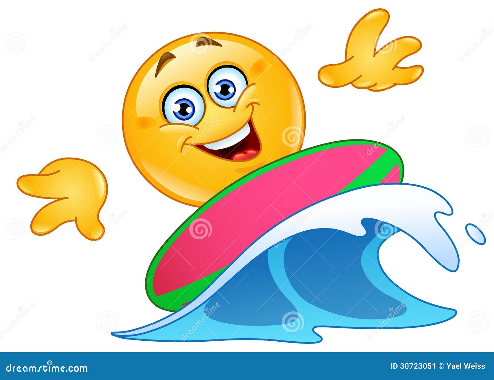 Emoticon surfando ilustração do vetor. Ilustração de emoticon 30723051