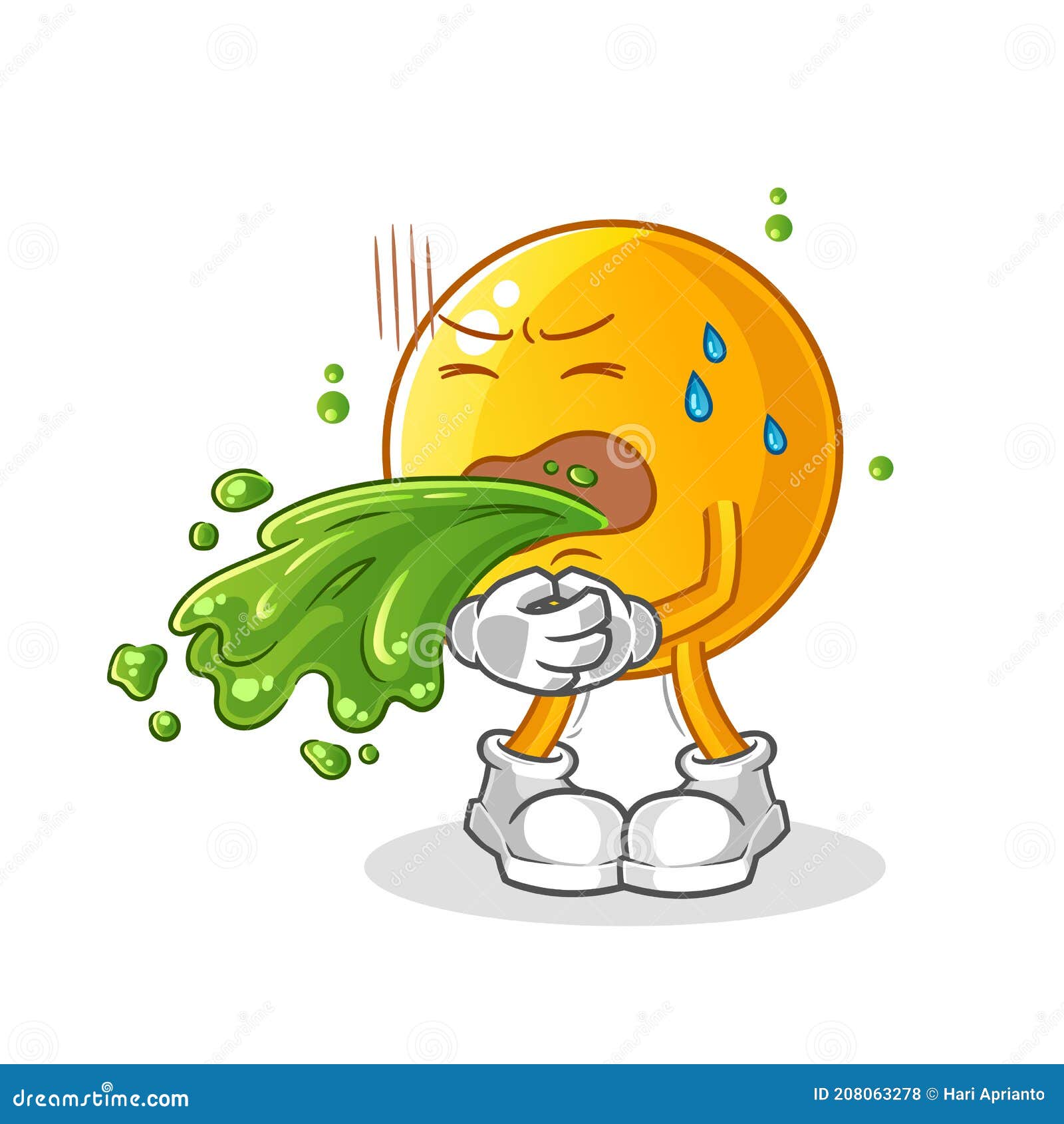 Emoticon Throw Up Cartoon. Cartoon Mascot Vector Stock Vector