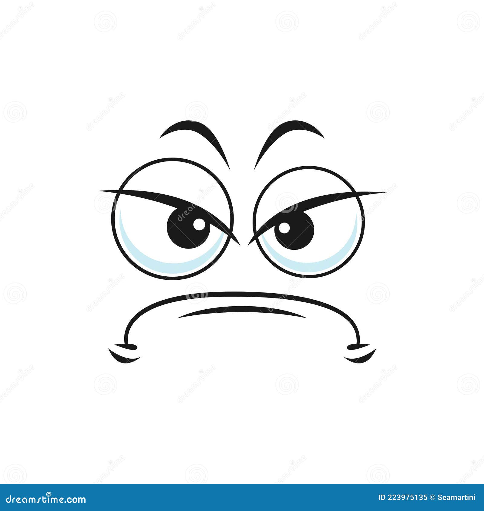 Emoticon Upset Com Ícone Isolado Expressão De Rosto Triste. Emoji Infeliz  Do Vetor Com Expressão De Tristeza Ofendida, Tristeza, Luto E Tristeza.  Smiley Triste Entediado Com Olhos Grandes Deprimidos, Boca Curvada Para