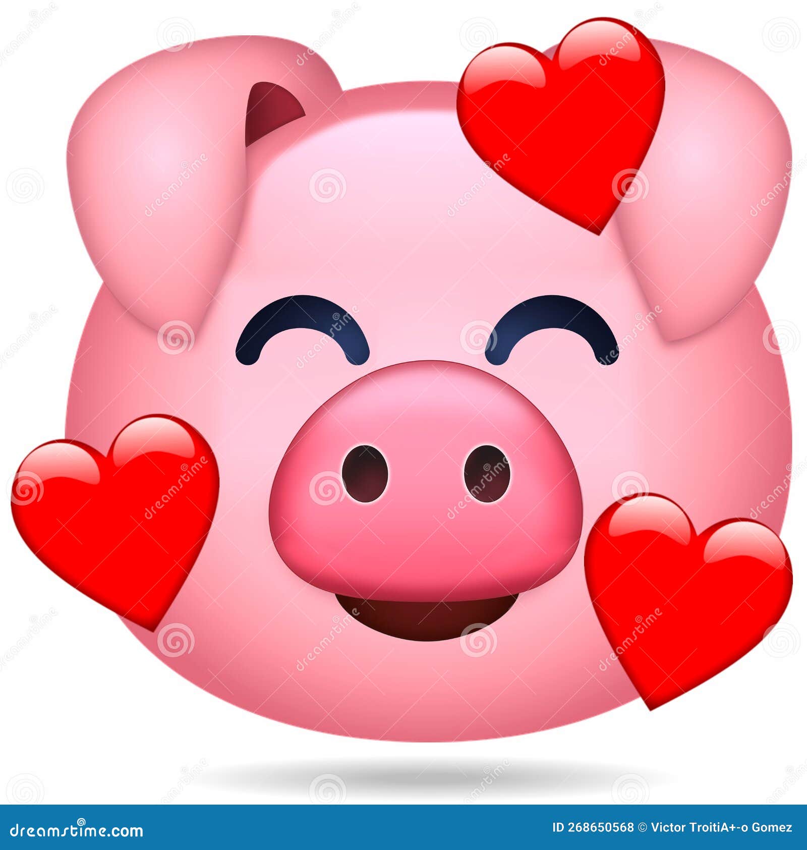 divertido emoticono de cerdo rosa