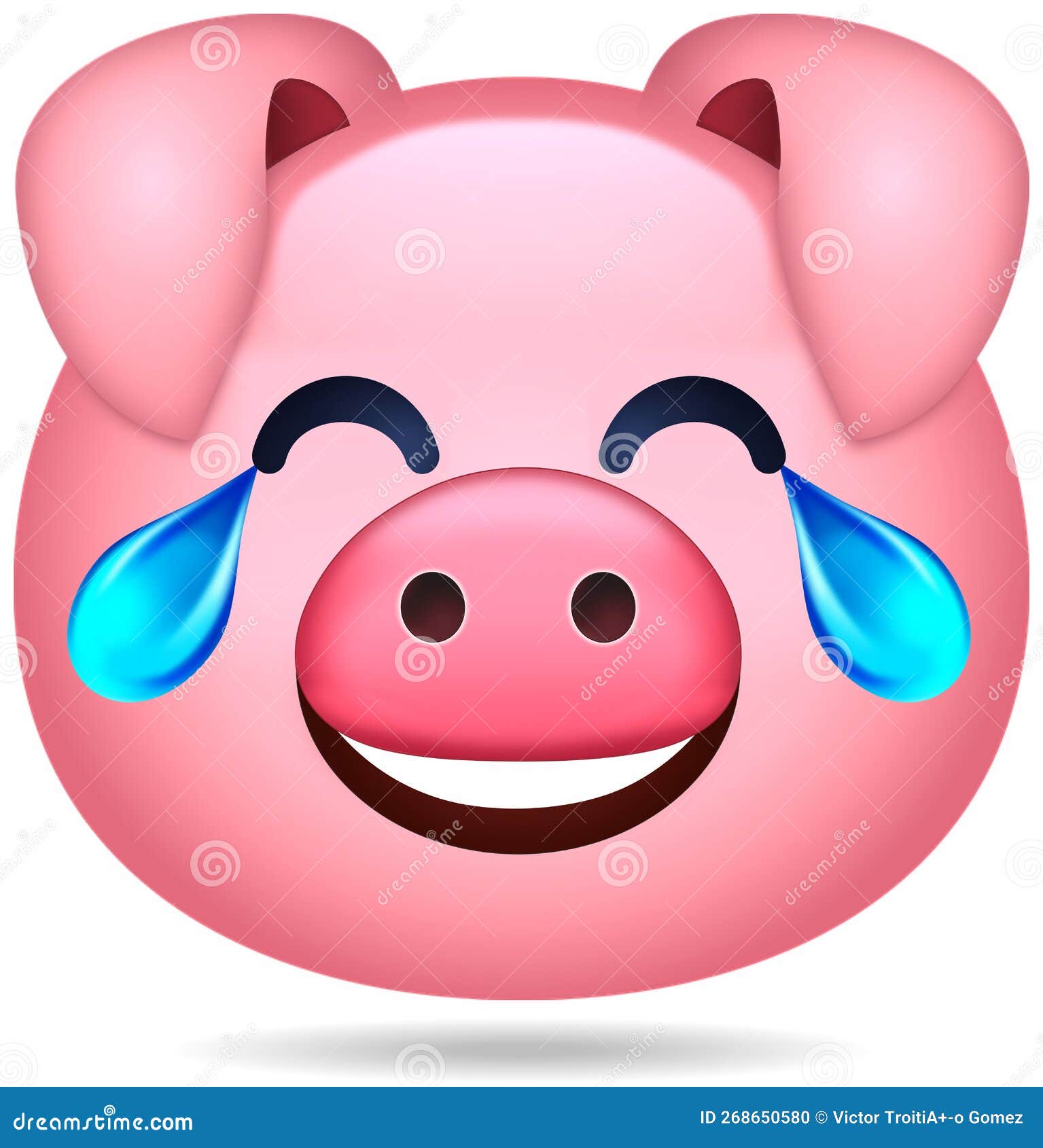 divertido emoticono de cerdo rosa