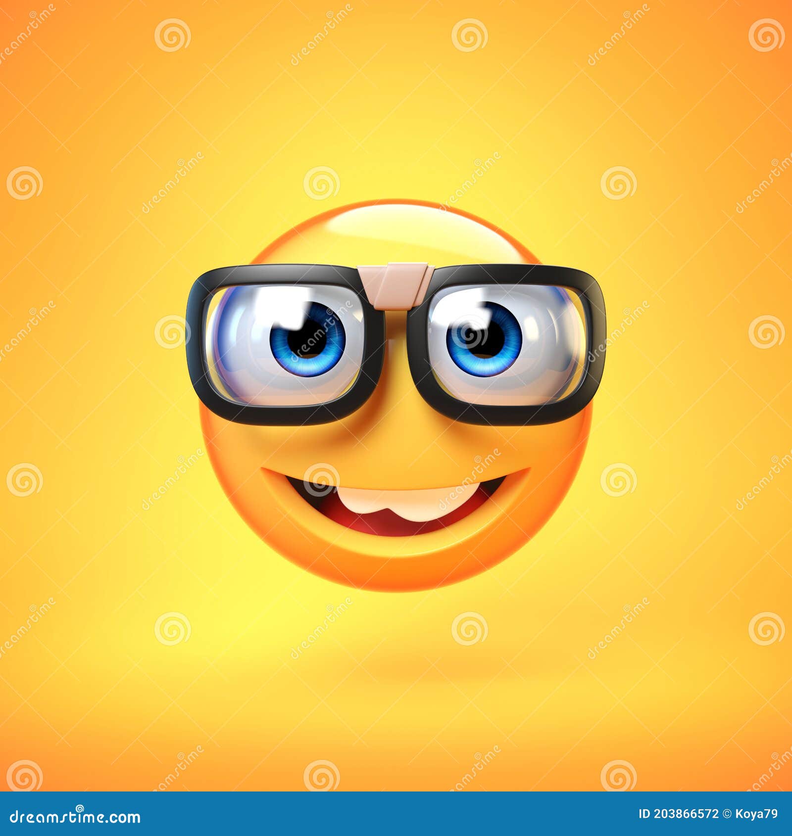 Emoticono De Nerd Aislado En Emoticono De Fondo Amarillo Con