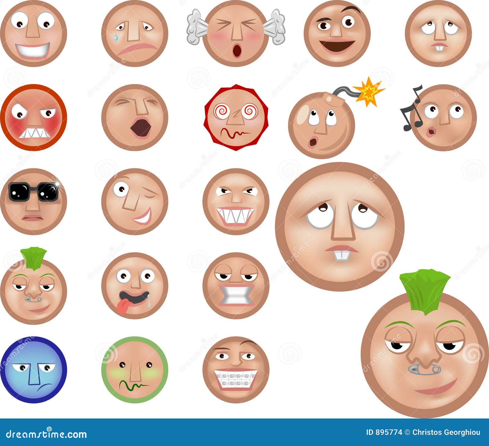 Emoticons stock vector. Illustration of head, icon, embarrassed - 895774
