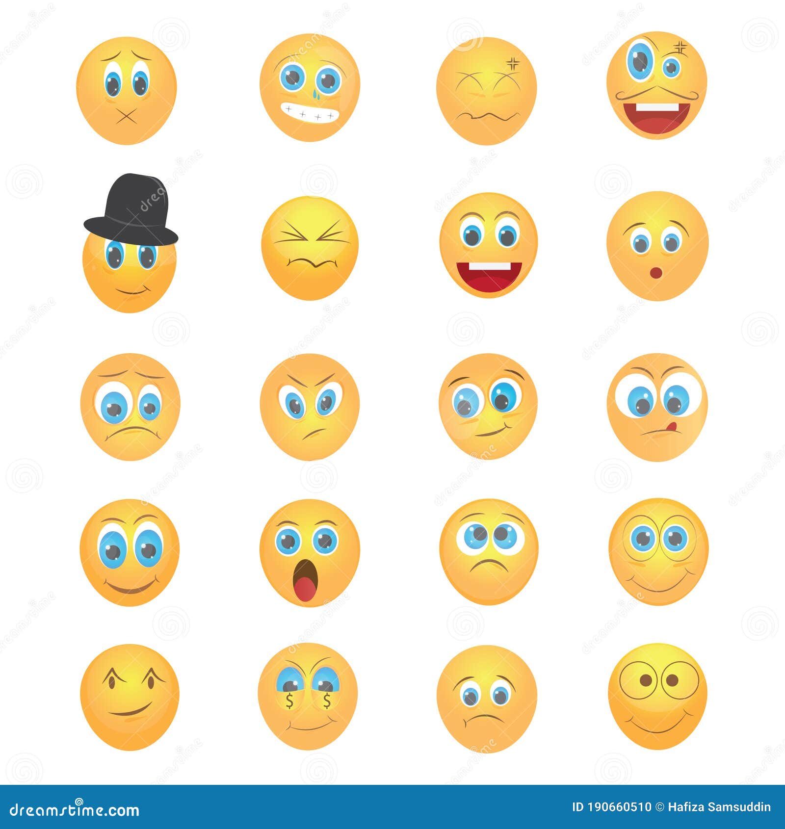 Emoticons Collection. Vector Illustration Decorative Design Stock