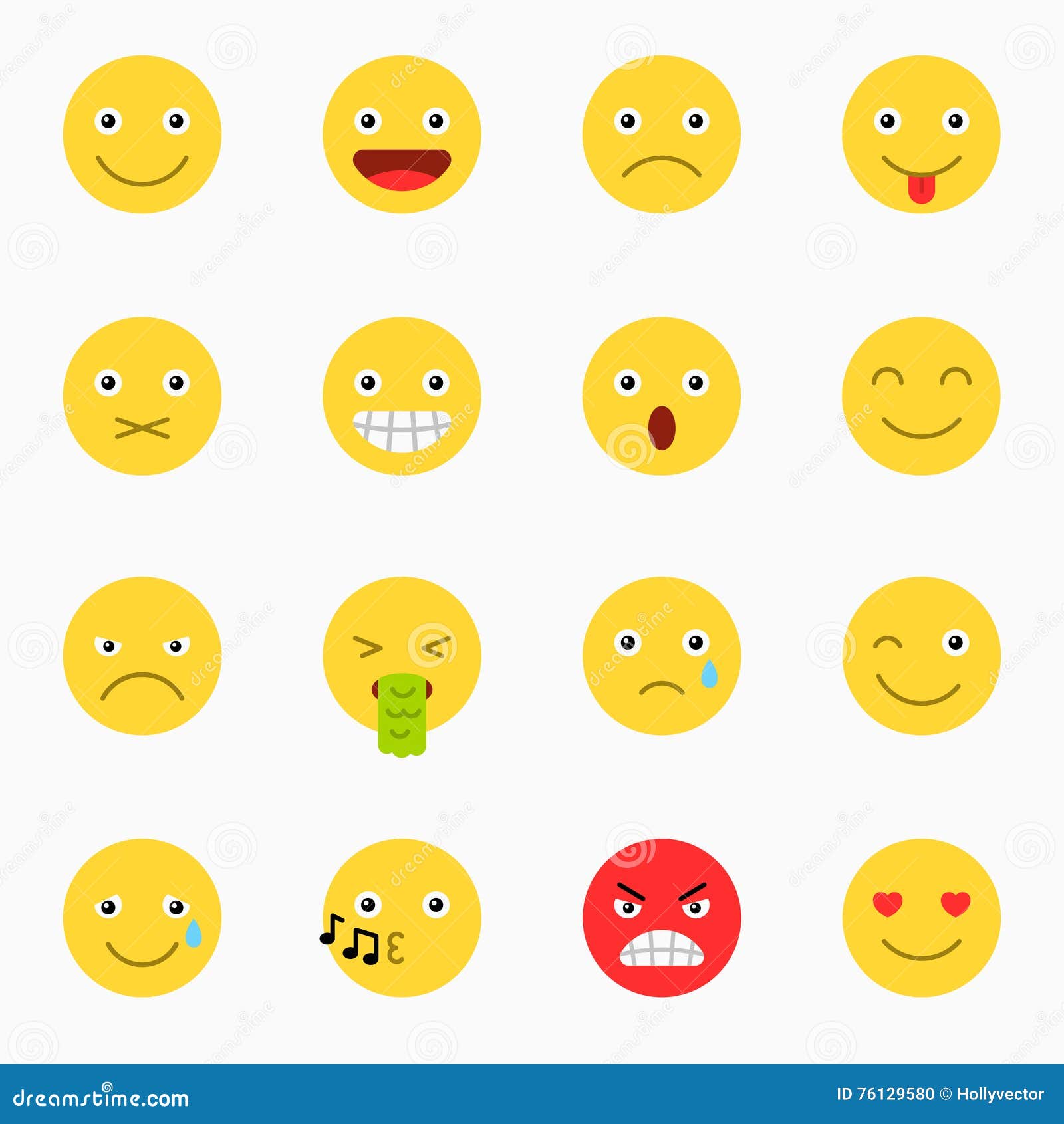 Emoticons Set, Yellow Website Emoticons Stock Vector - Illustration of ...