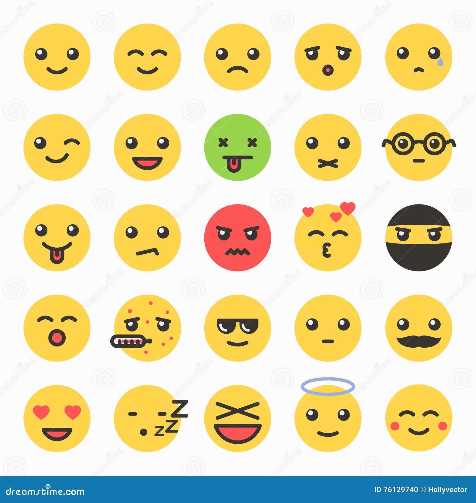 Emoticons Set, Yellow Website Emoticons Stock Vector - Illustration of ...