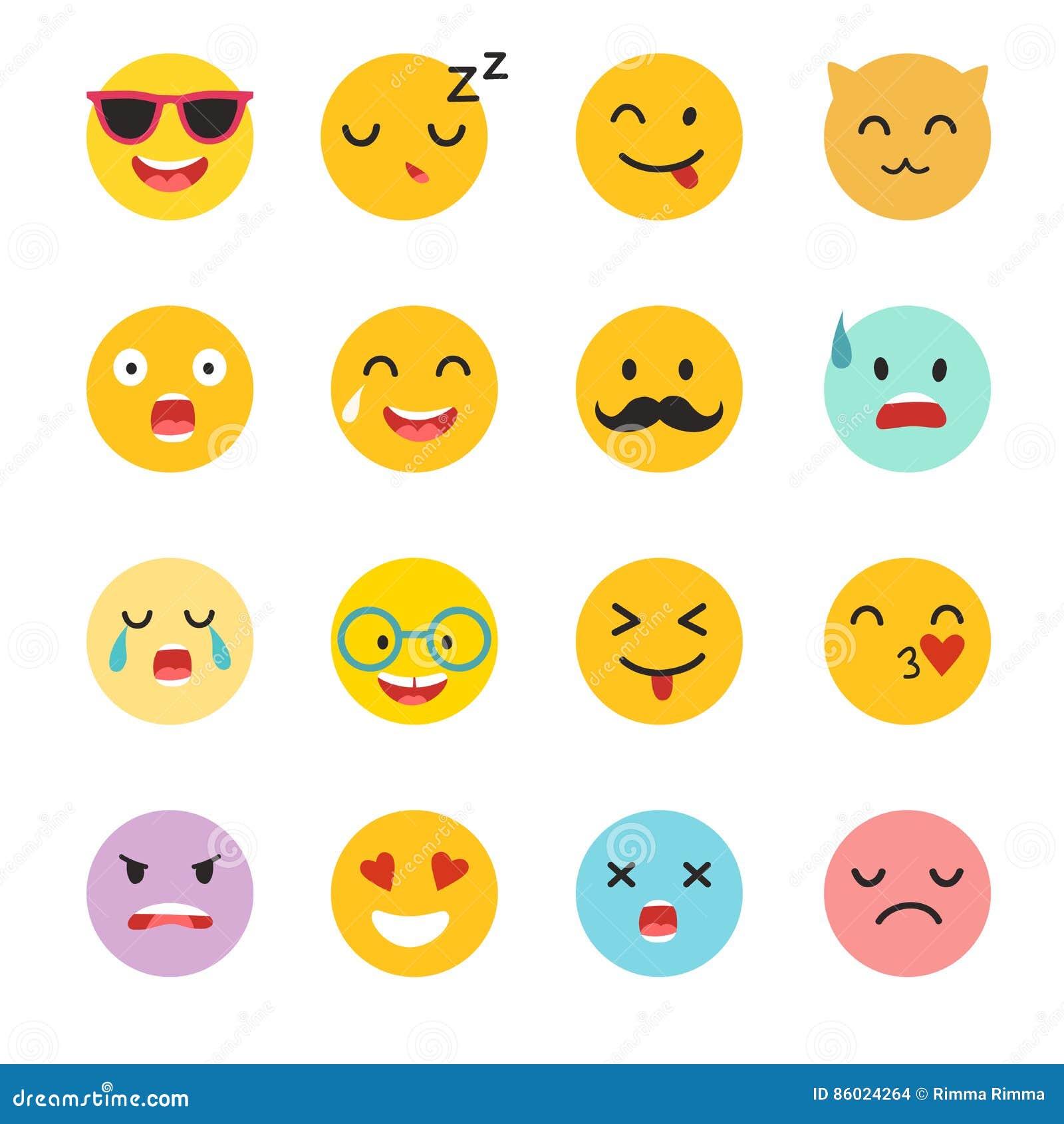 Emoticons Vector Set. Emoji Icons, Yellow Circle Illustration ...