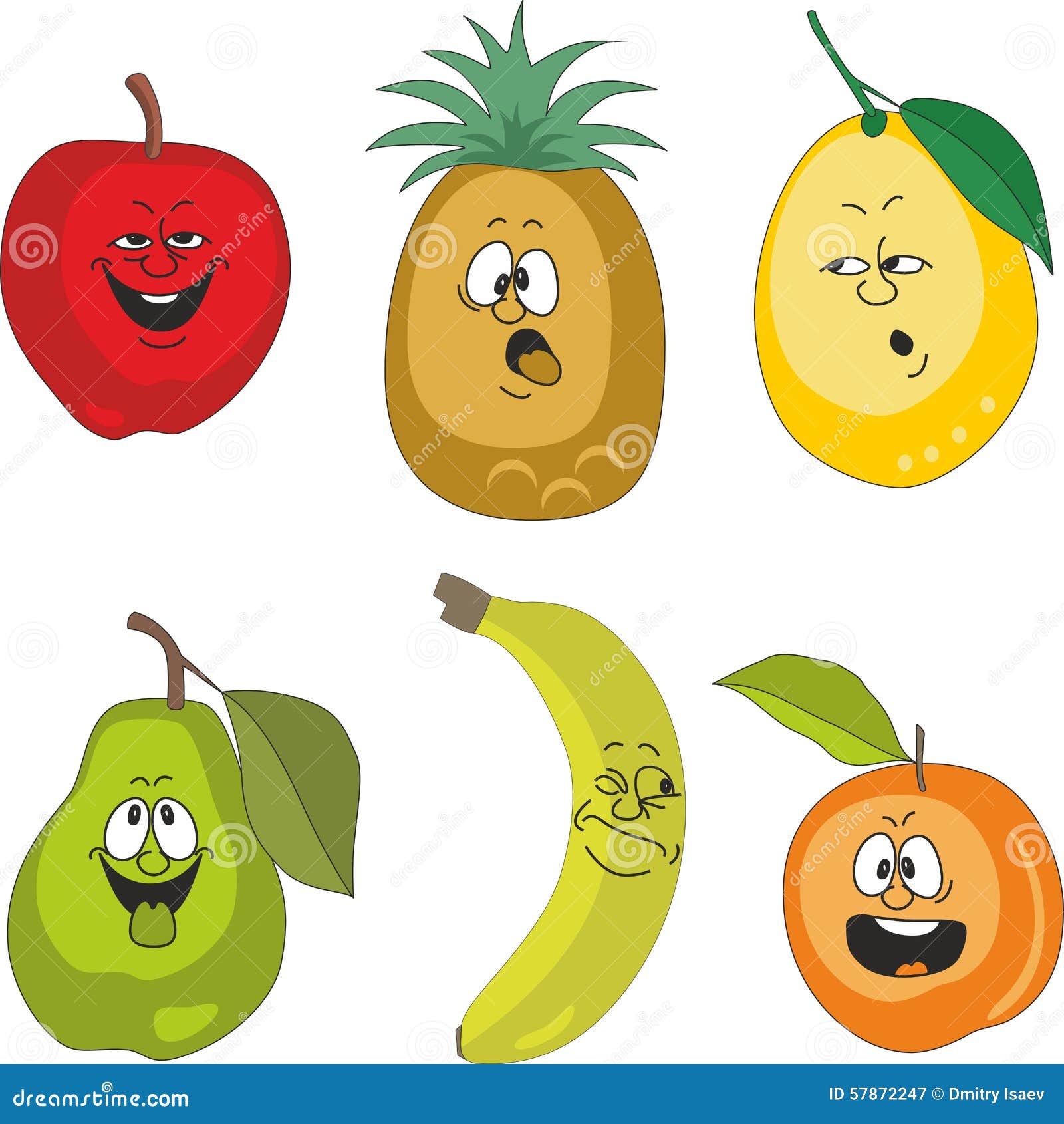 Emotion Cartoon Fruits Set 010 Stock Vector Illustration of fruits