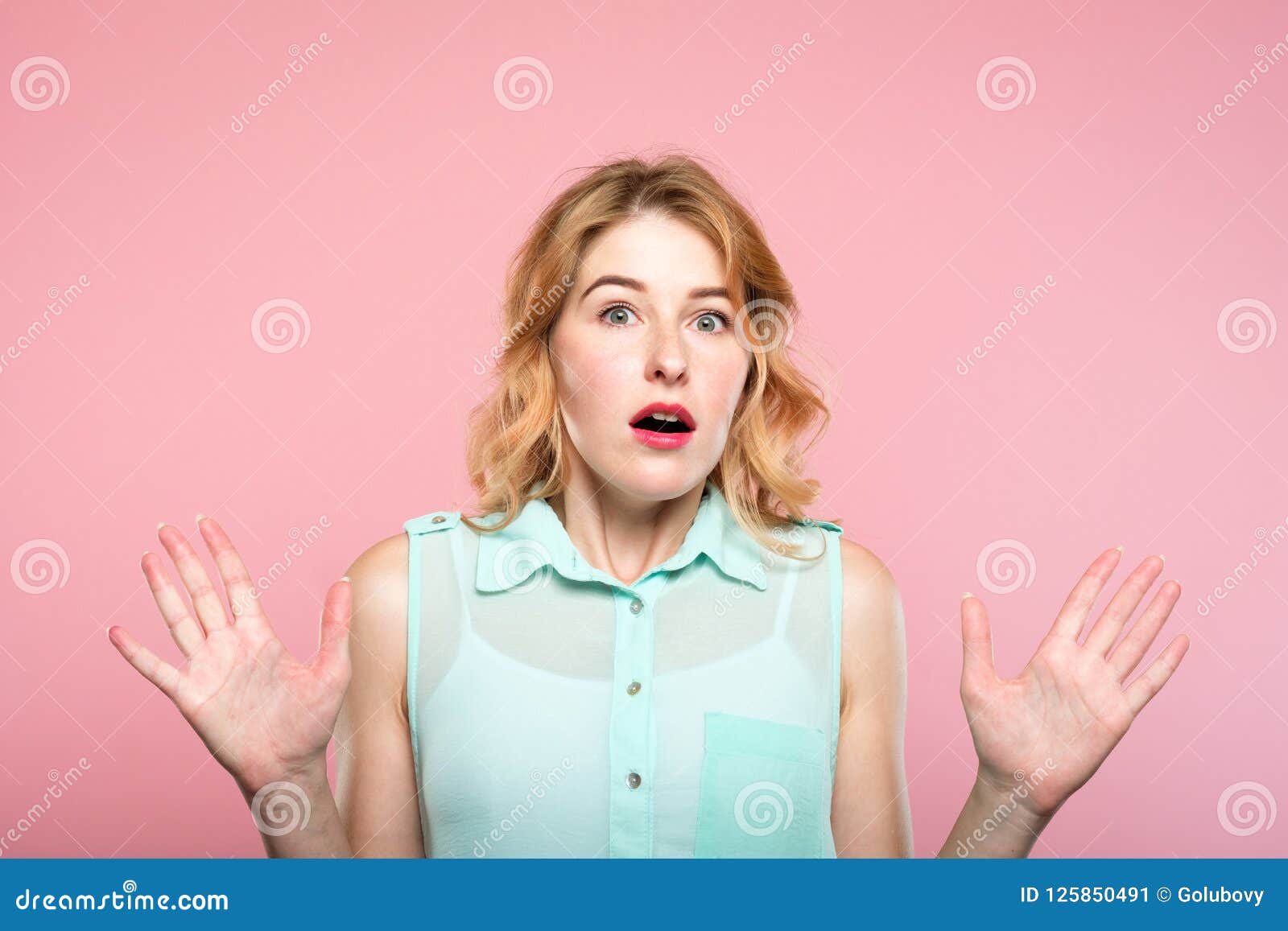 Emotion Expression Overwhelmed Shocked Woman Stock Image Image Of Overwhelmed Portrait 125850491 