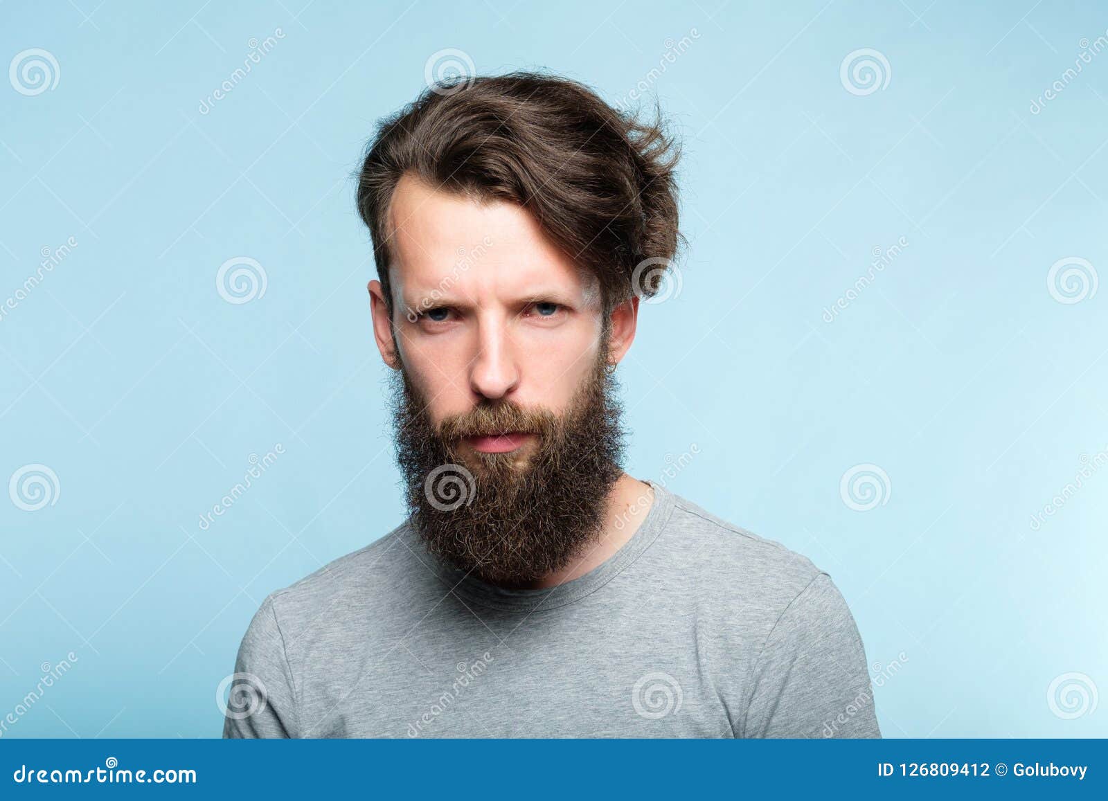 Emotion Expression Serious Frowning Grumpy Man Stock Photo - Image of ...