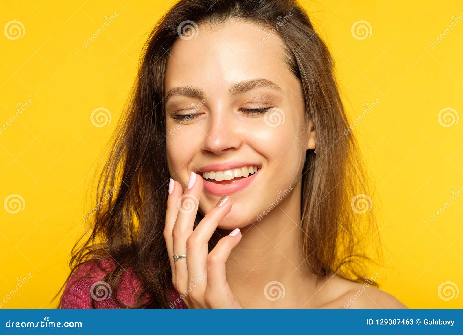 Emotion Face Happy Joy Thrilled Girl Beaming Smile Stock Image - Image ...