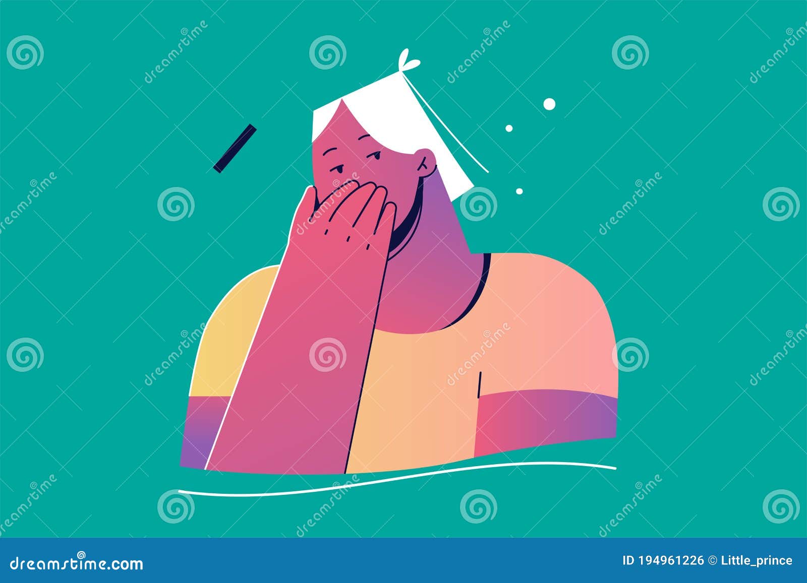 Sketch of scared girl with hand covers her mouth, Stock Illustration by  ©vvoennyy #267632918