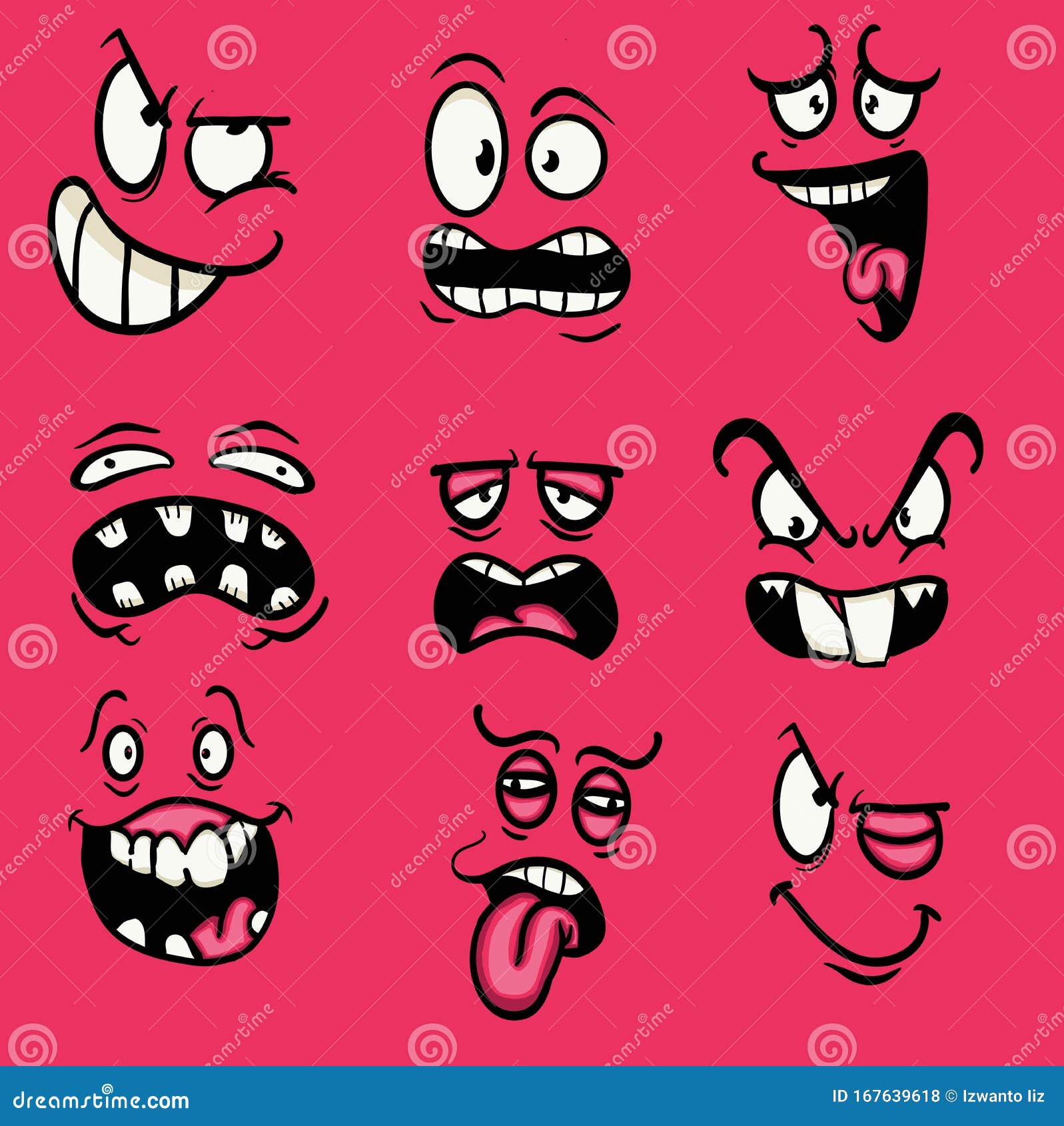 Facial Expressions Emotion Sweet Cute Bundle Stock Vector ...