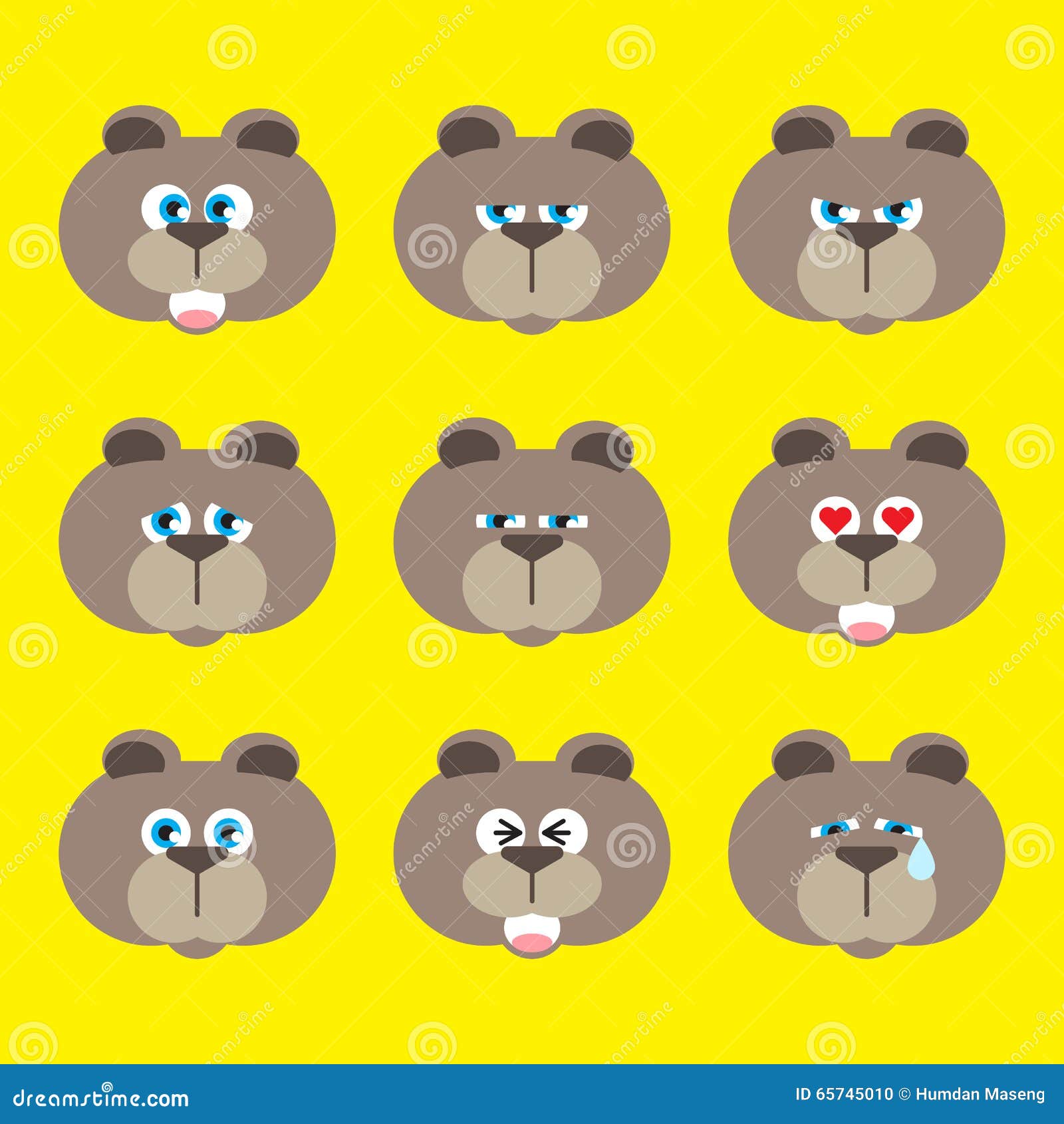 Emotion icon set bear stock vector. Illustration of design 65745010