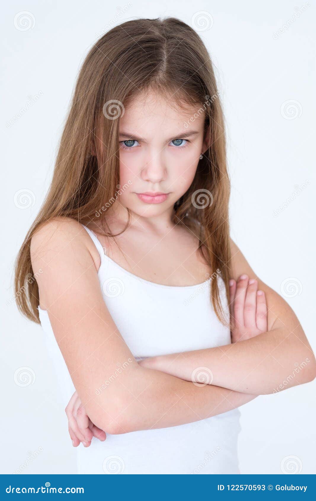 emotion sad hurt offended child girl crossed arms