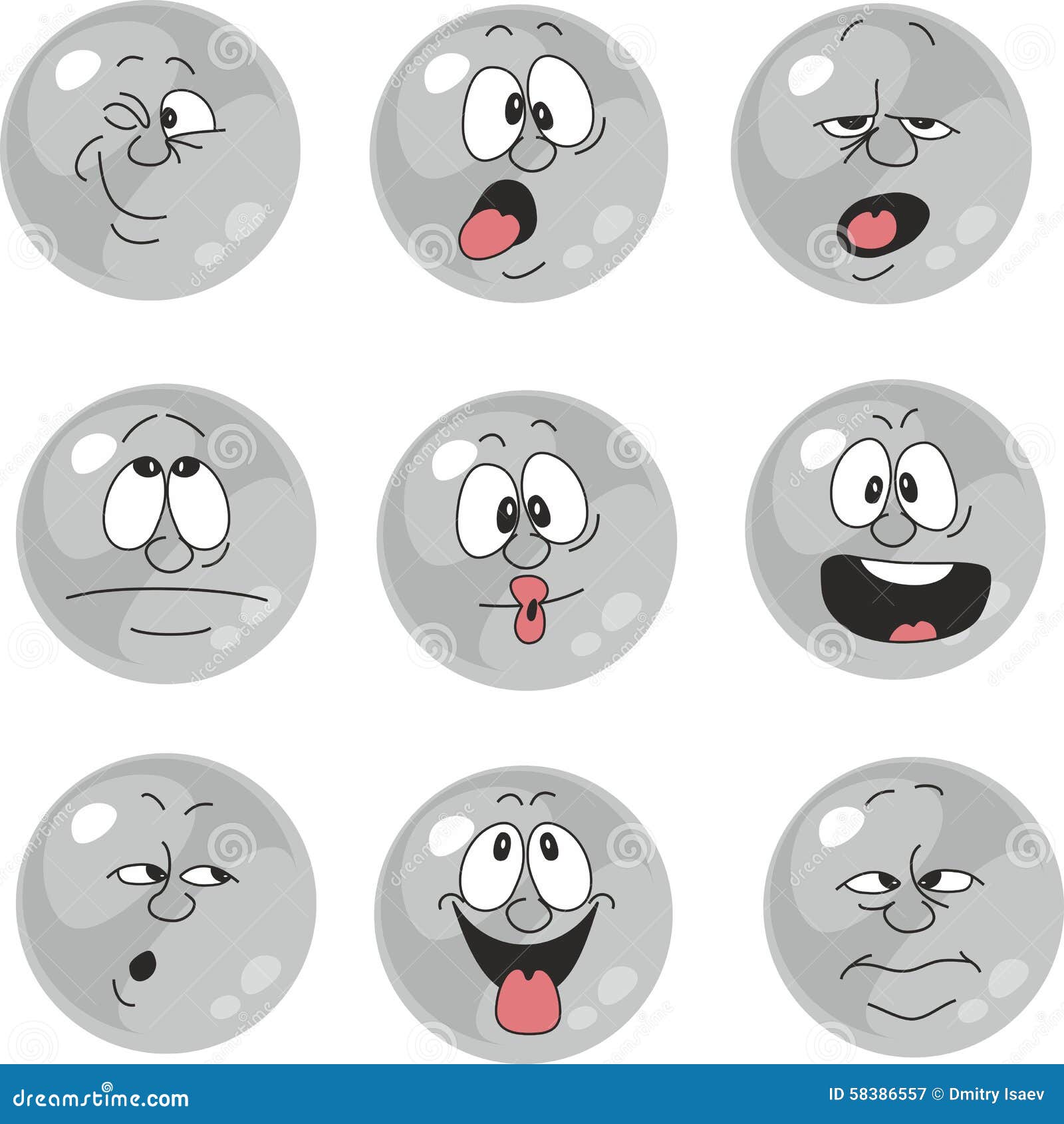 Emotion Smiles Gray Color Set 012 Stock Vector - Illustration of ...