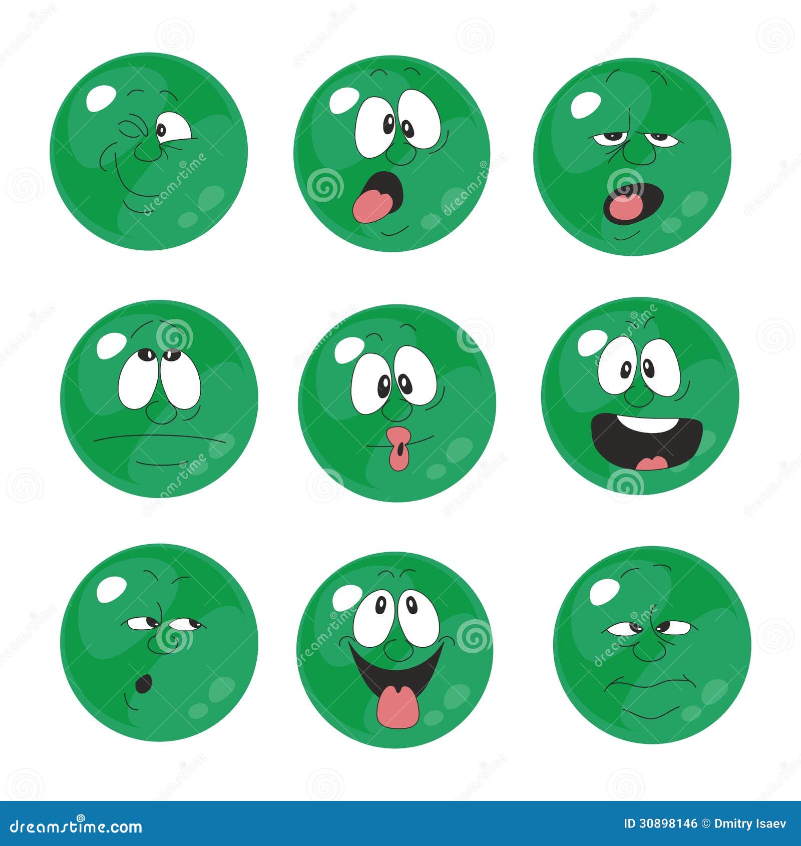 Emotion Smiles Green Color Set 006 Stock Vector Illustration of cool, design 30898146