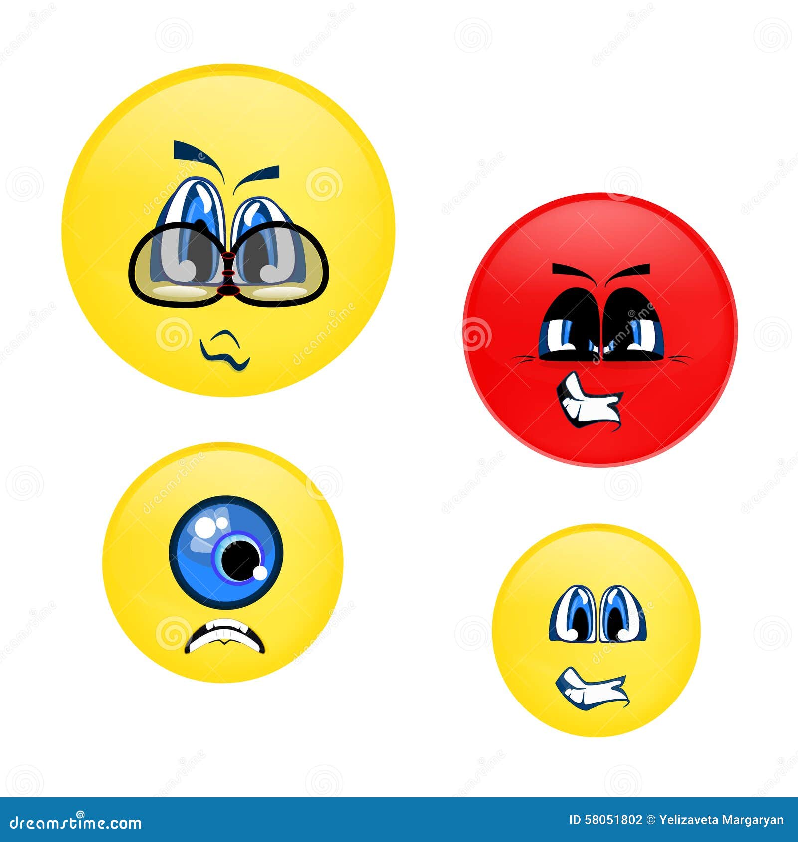 Angry, Confused, Emotion Smiley Faces