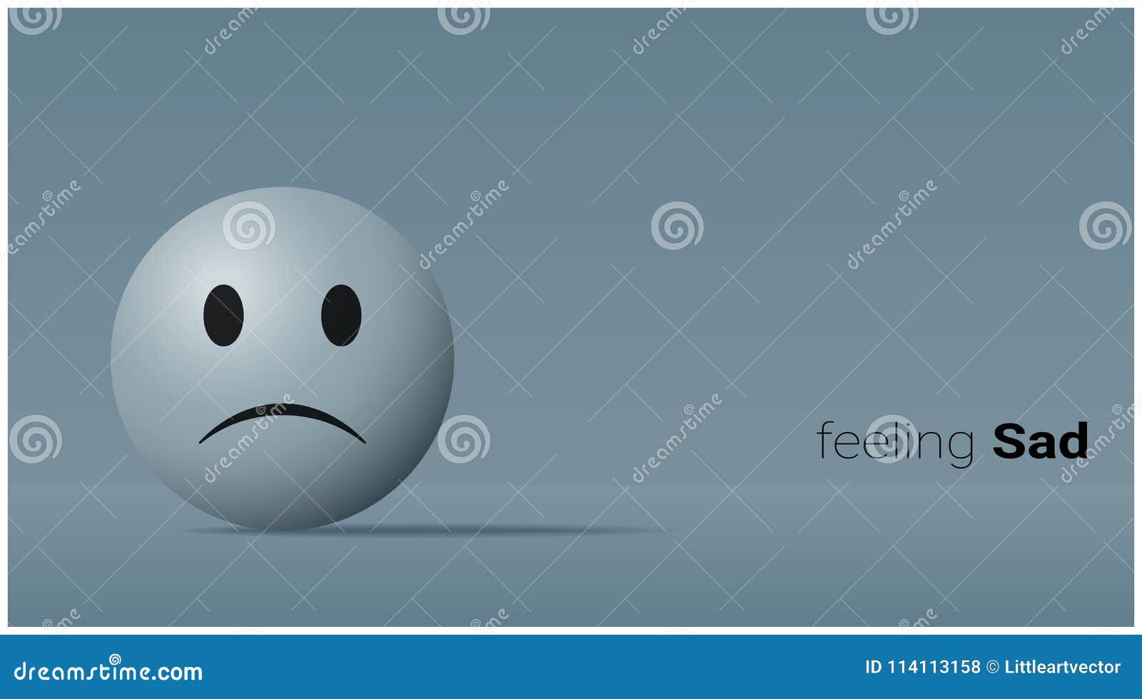 Emotional Background with Sad Blue Face Emoji Stock Vector ...