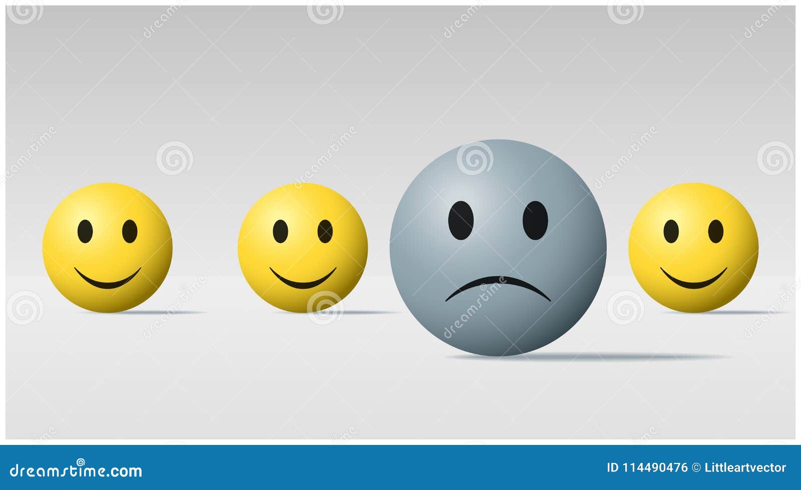 Emotional Background with Sad Face Ball among Happy Face Balls ...