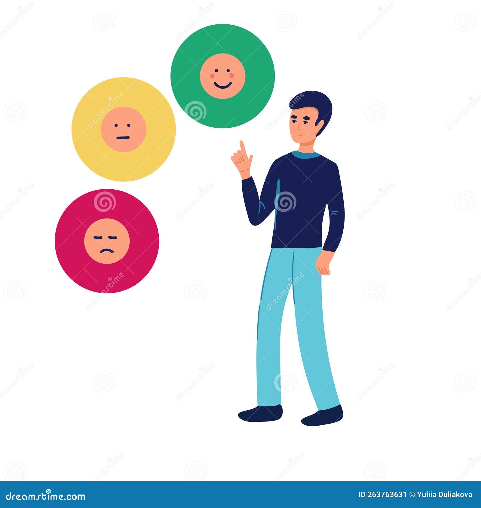 Emotional Balance Concept. Man Develops His Emotional Intelligence